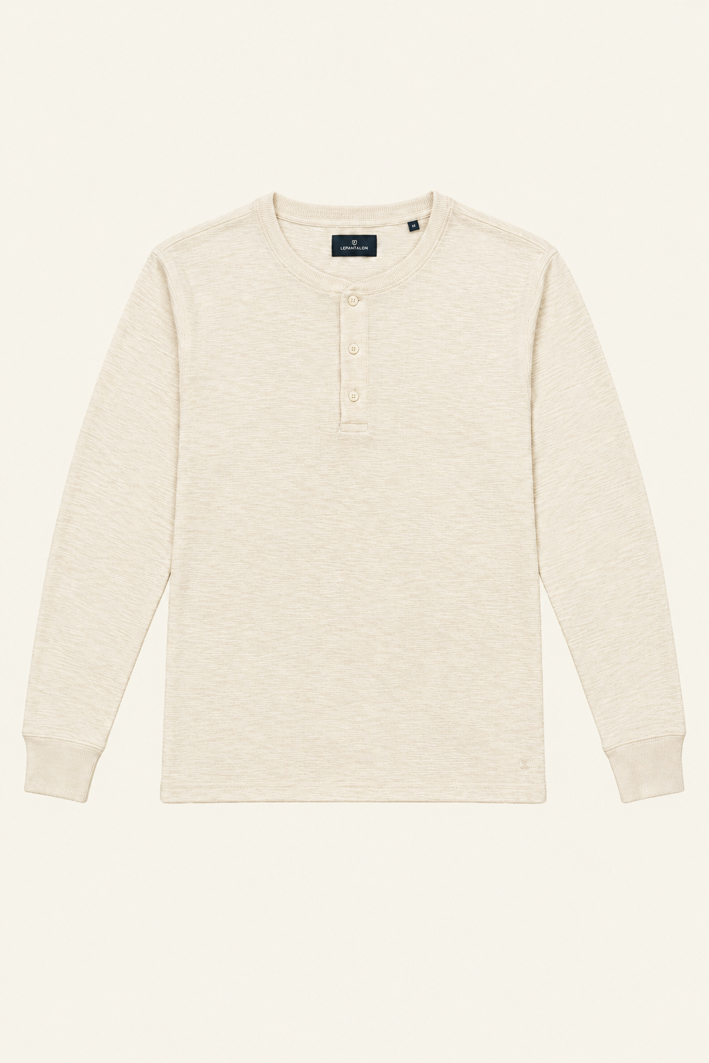 Ecru long sleeve Henley t-shirt