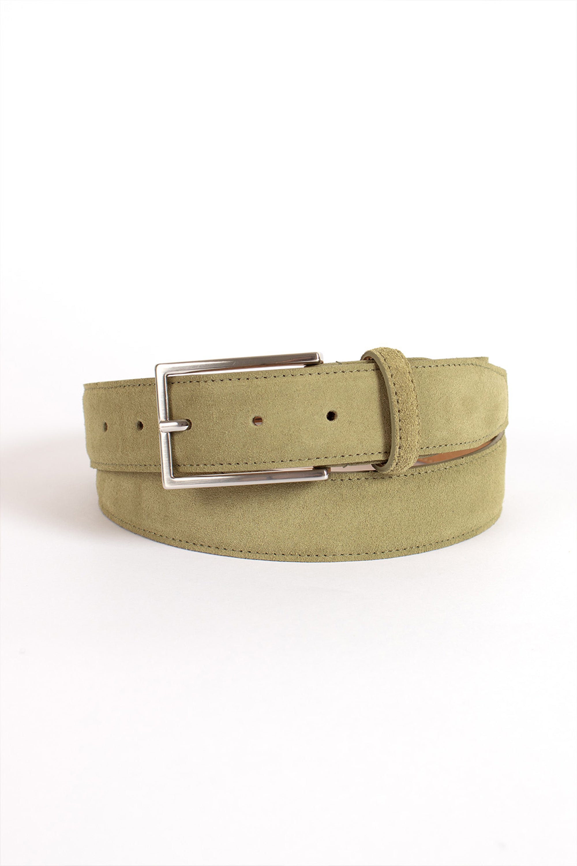 Ceinture en Cuir Suede Vert Olive pour Homme LePantalon