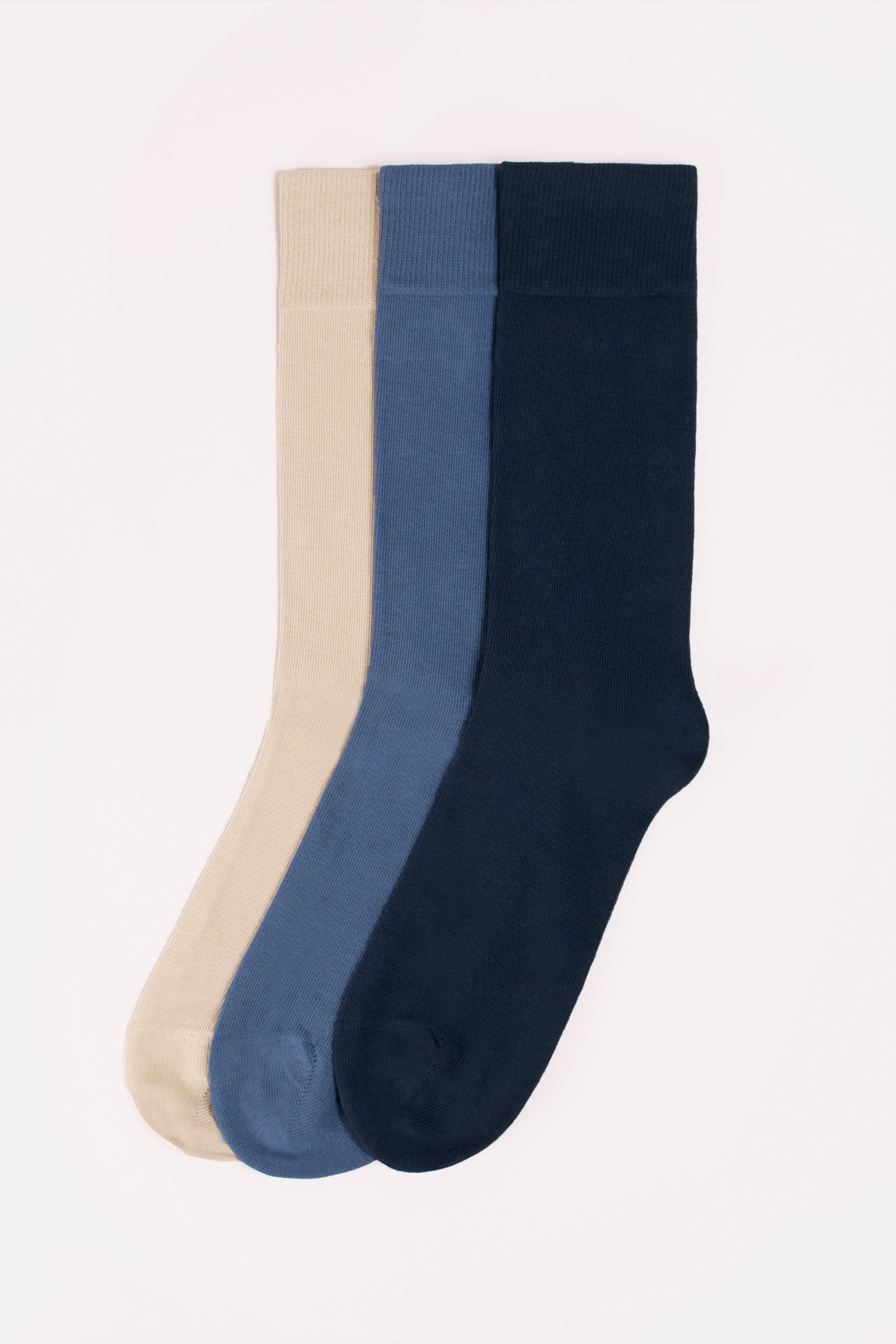 Pack 3 Chaussettes beige, bleu gris, bleu roi