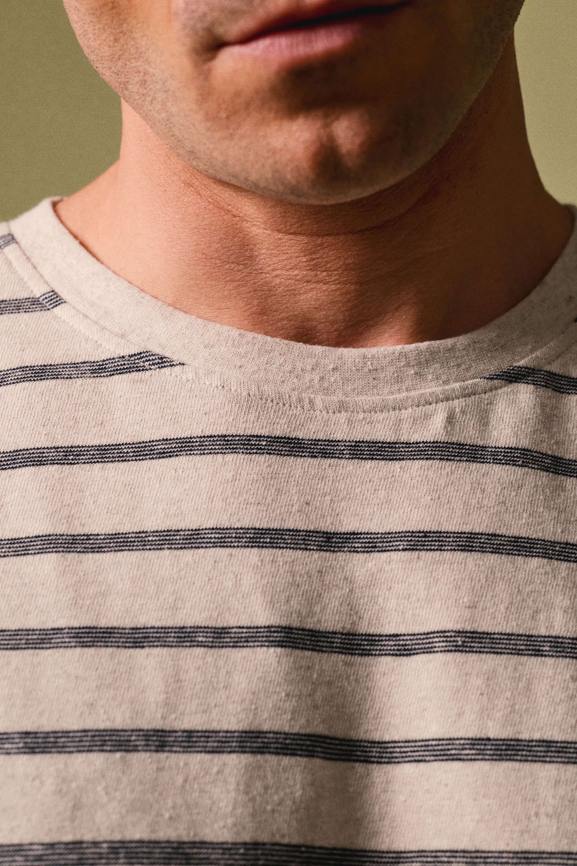 Tee-shirt coton-lin marinière bleu marine