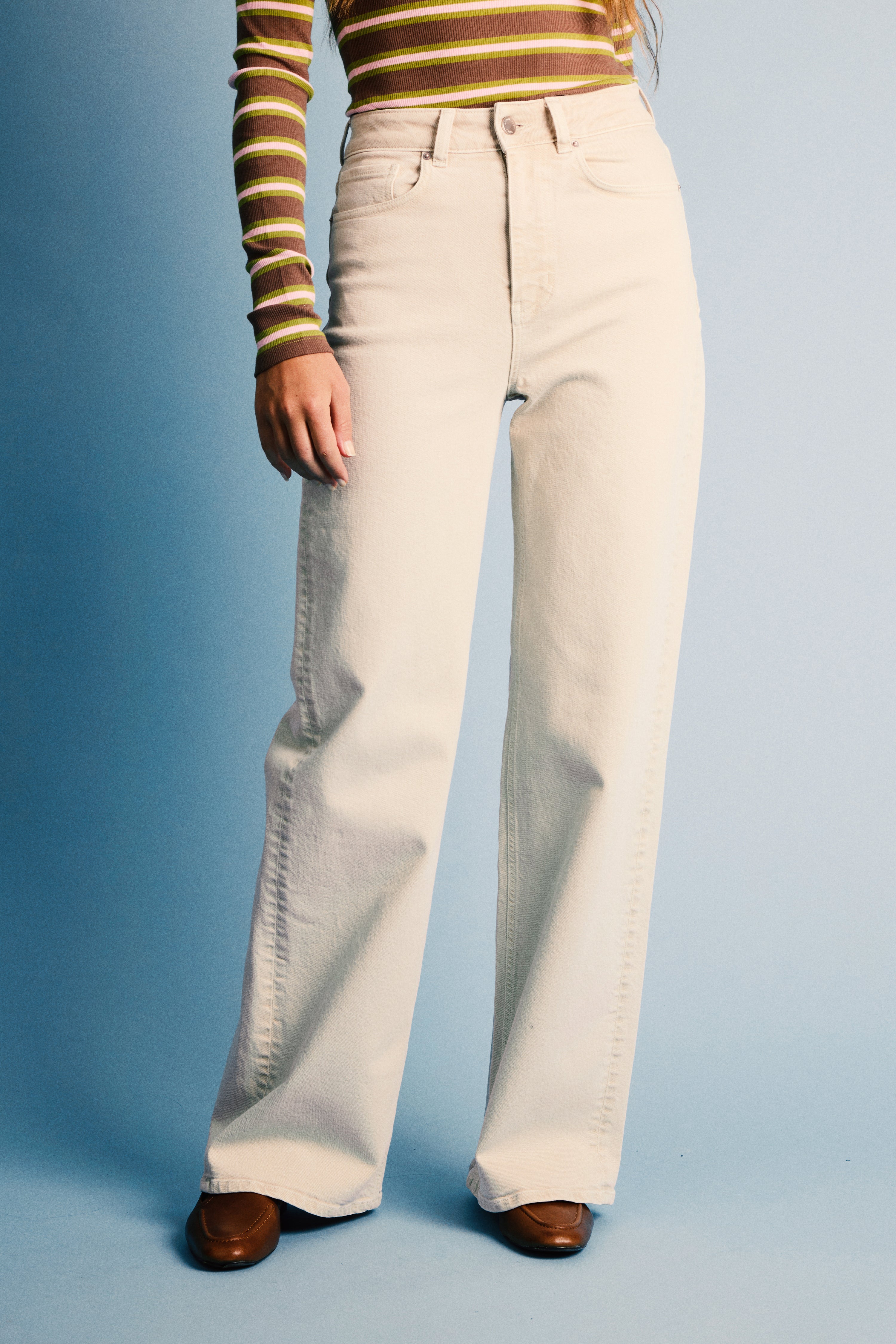 Sand wideleg jeans