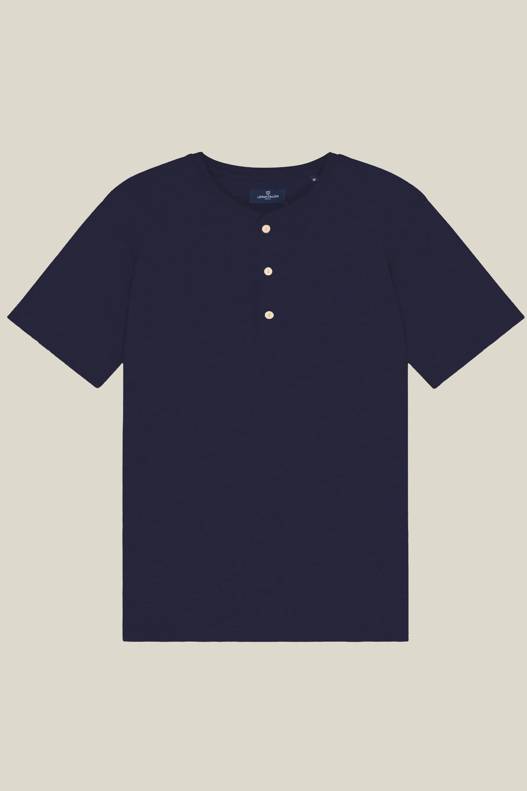 Tee-shirt henley bleu marine