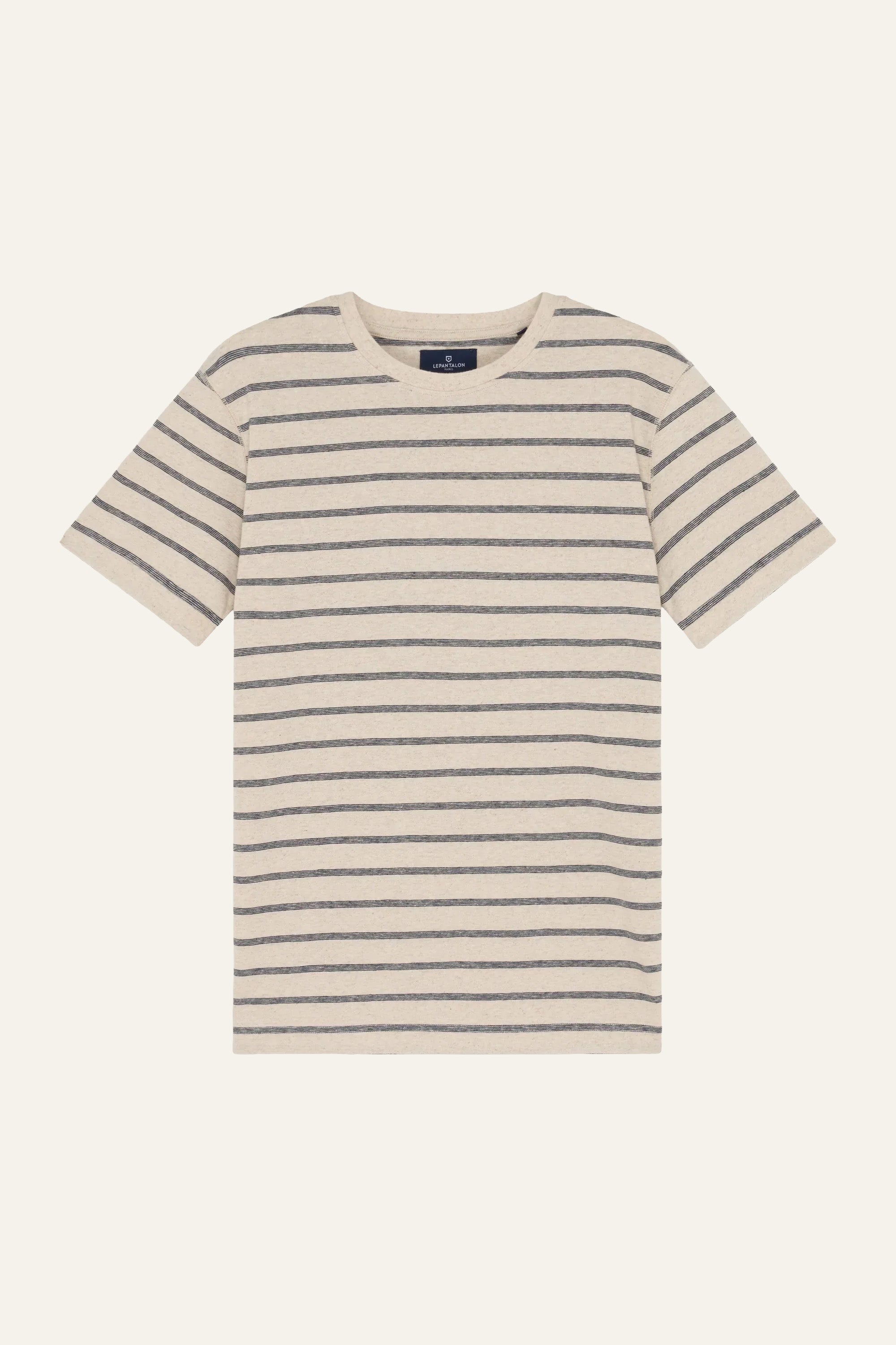 Tee-shirt coton-lin marinière bleu marine