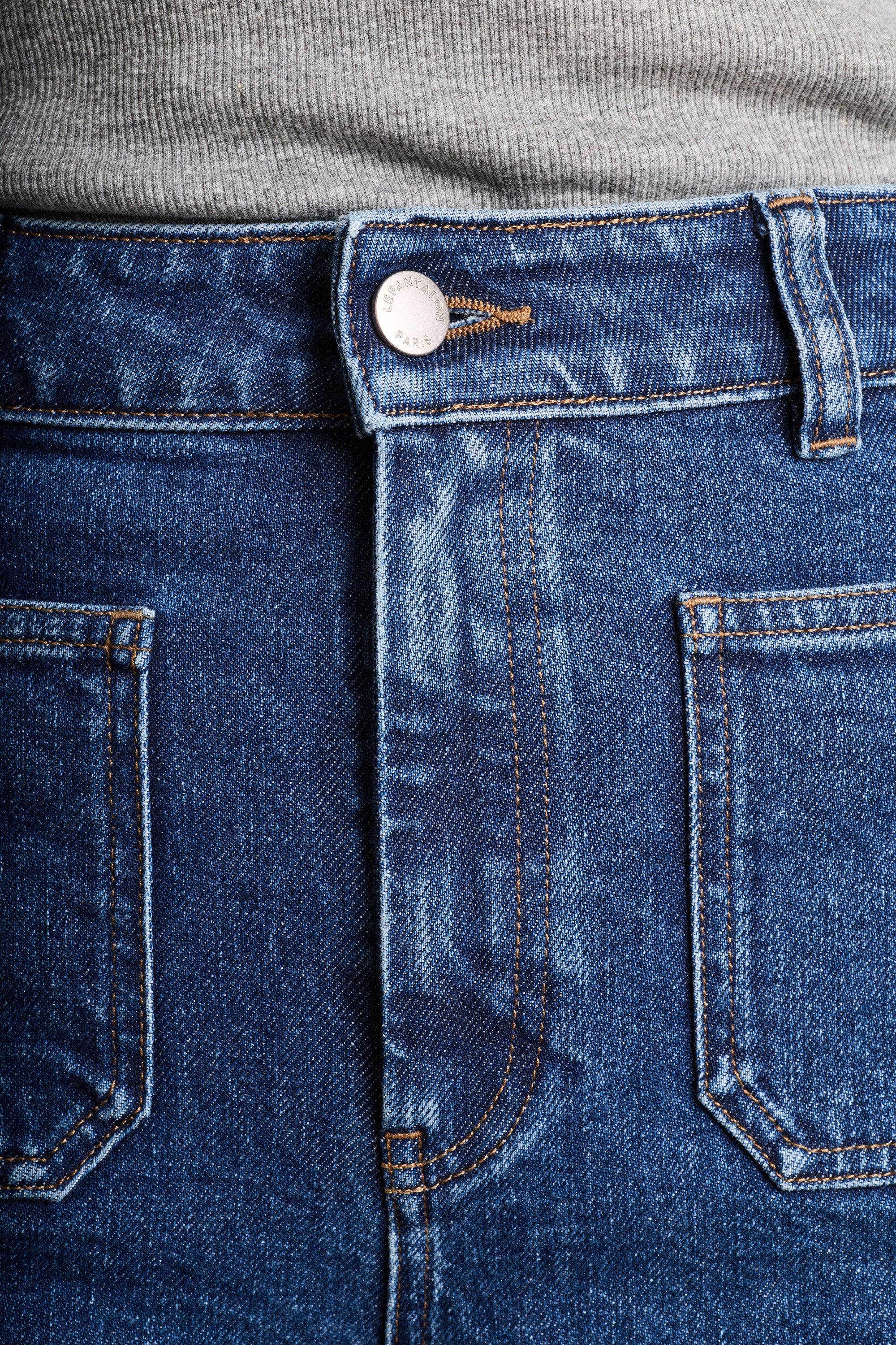 Wide-leg jeans with patch pockets, stone blue