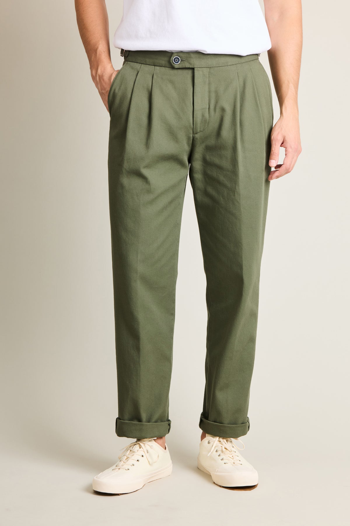 Calvary double pleat chinos Khaki