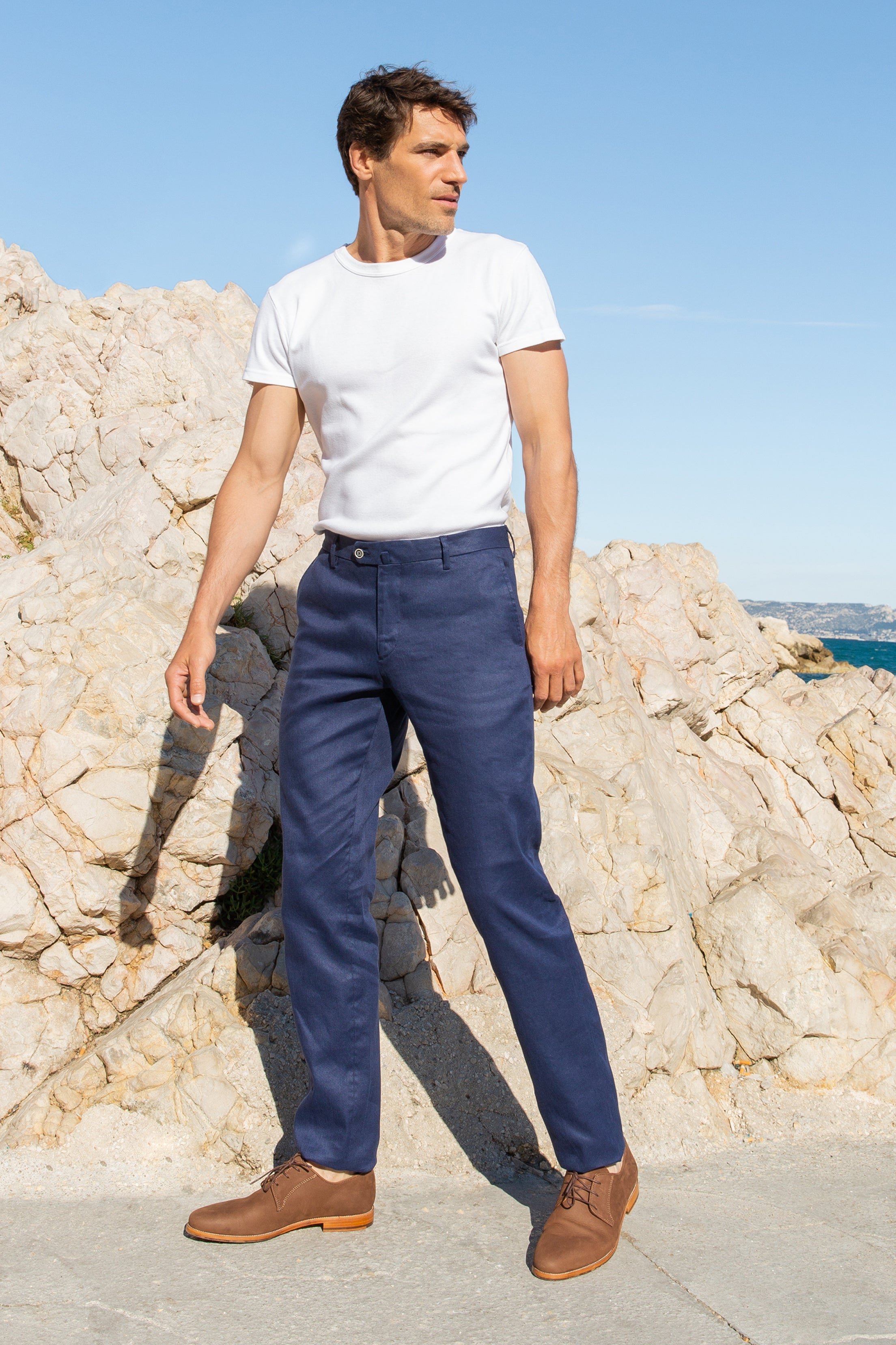 Chino Coton/Lin Bleu