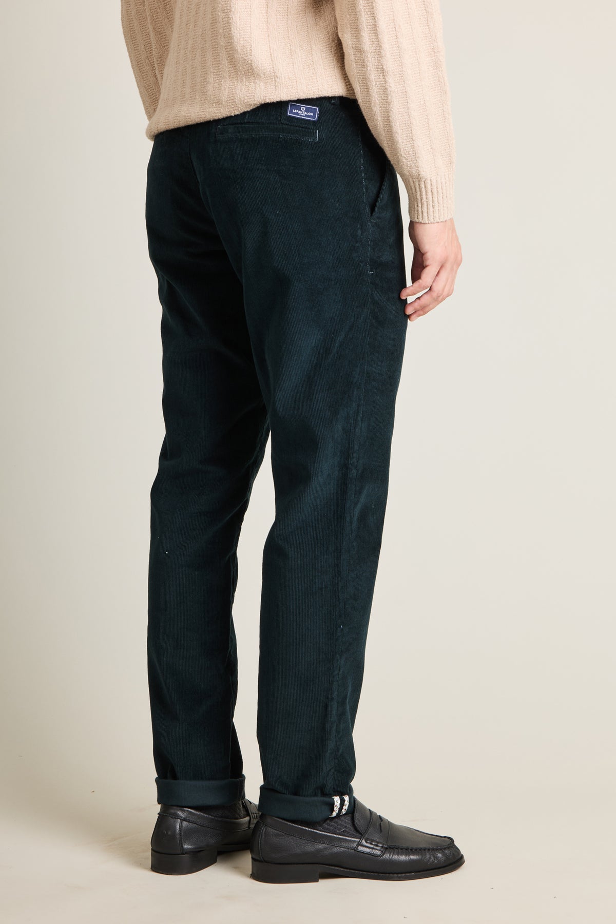English green corduroy chinos