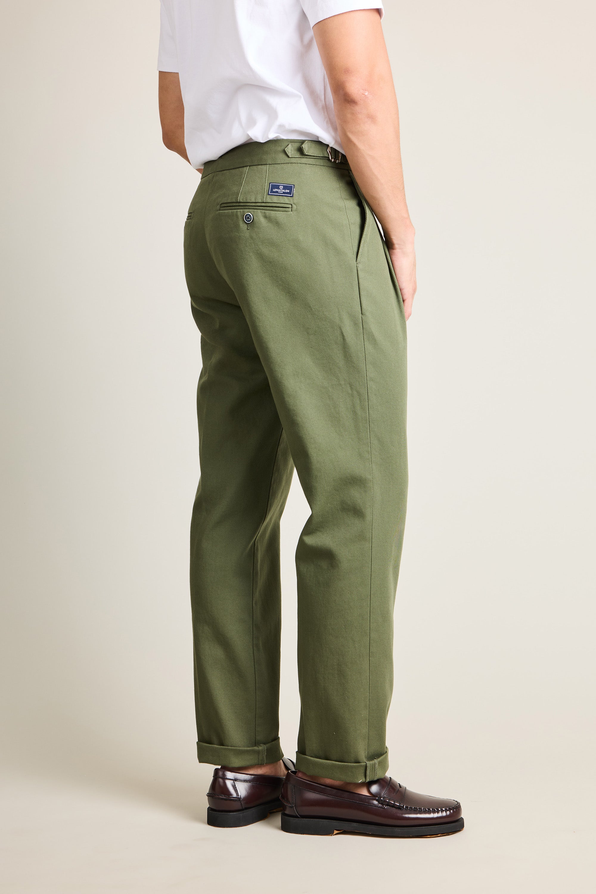 Chino double pinces kaki
