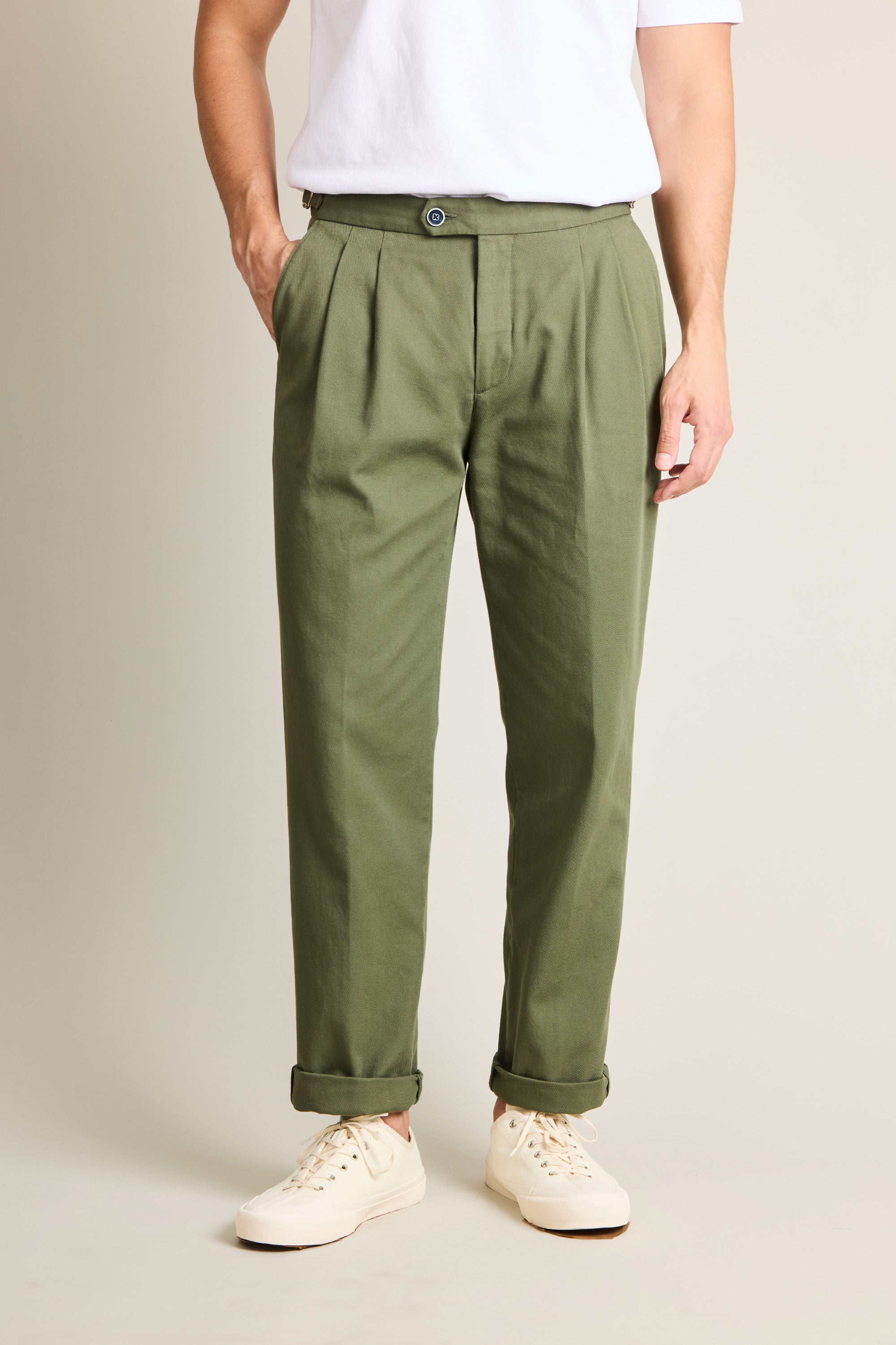Chino double pinces kaki