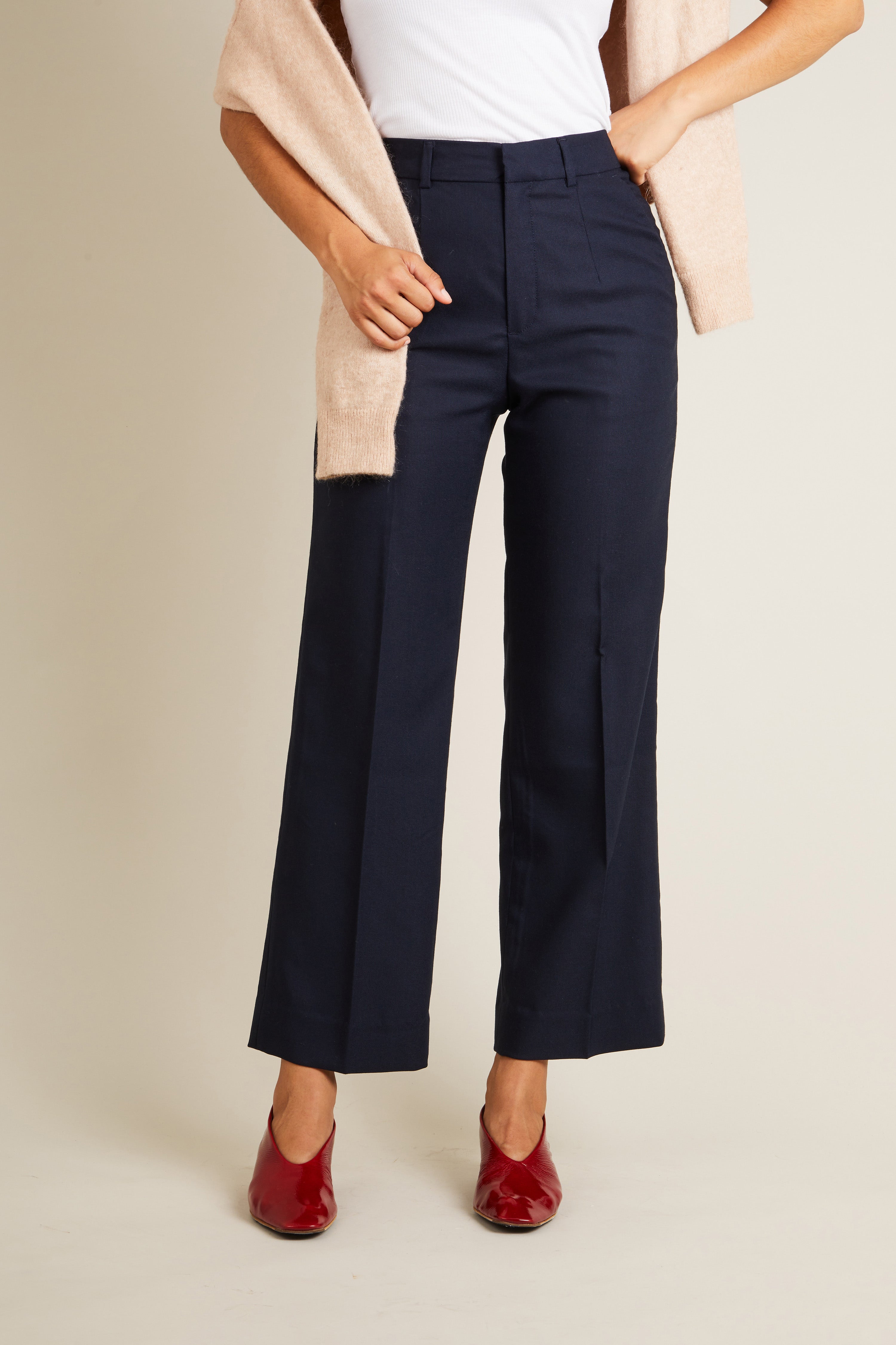 navy blue flare dress pants Women's Navy blue Flared Dress Pants