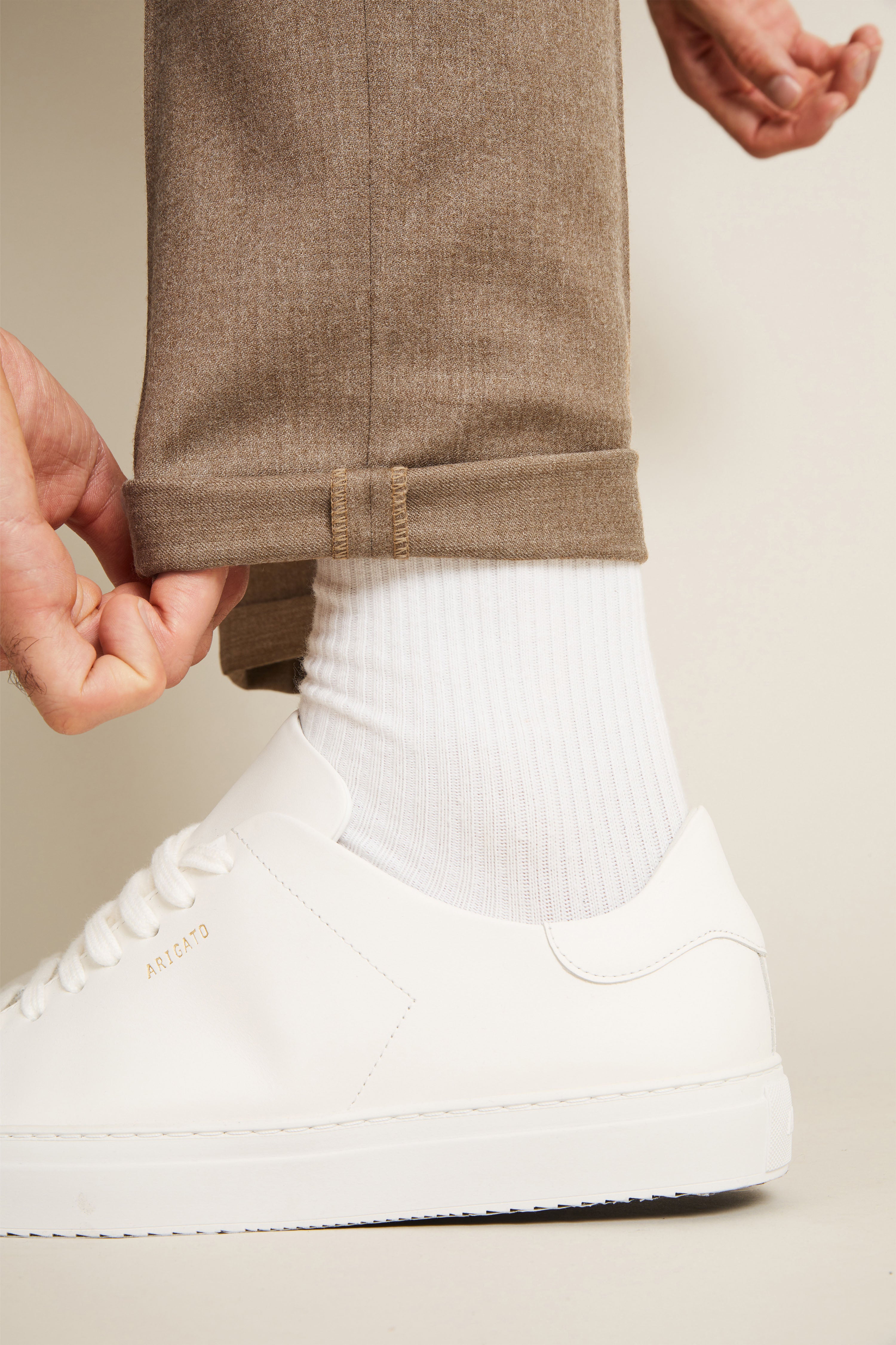Pantalon flanelle stretch camel