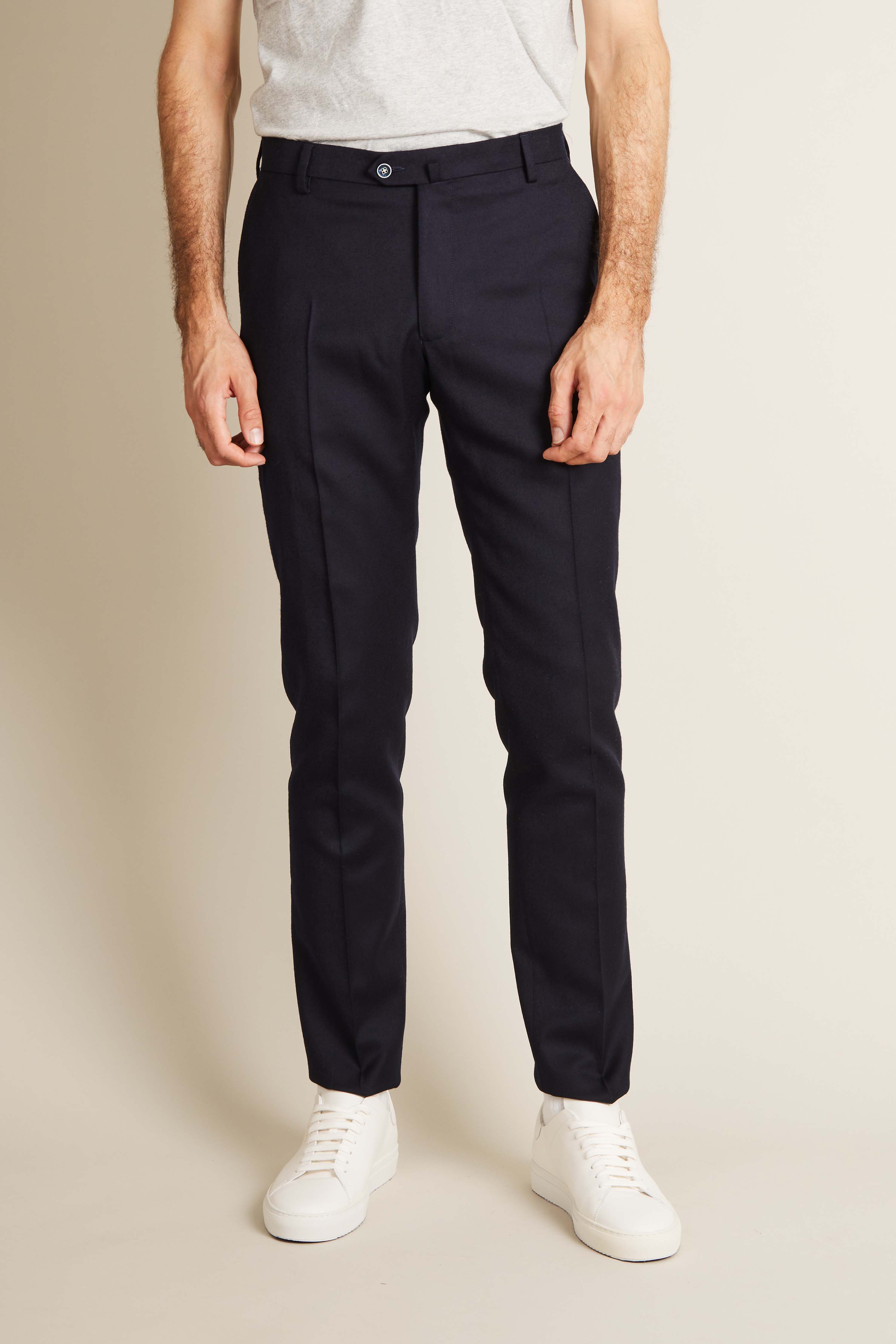 Pantalon flanelle stretch bleu marine