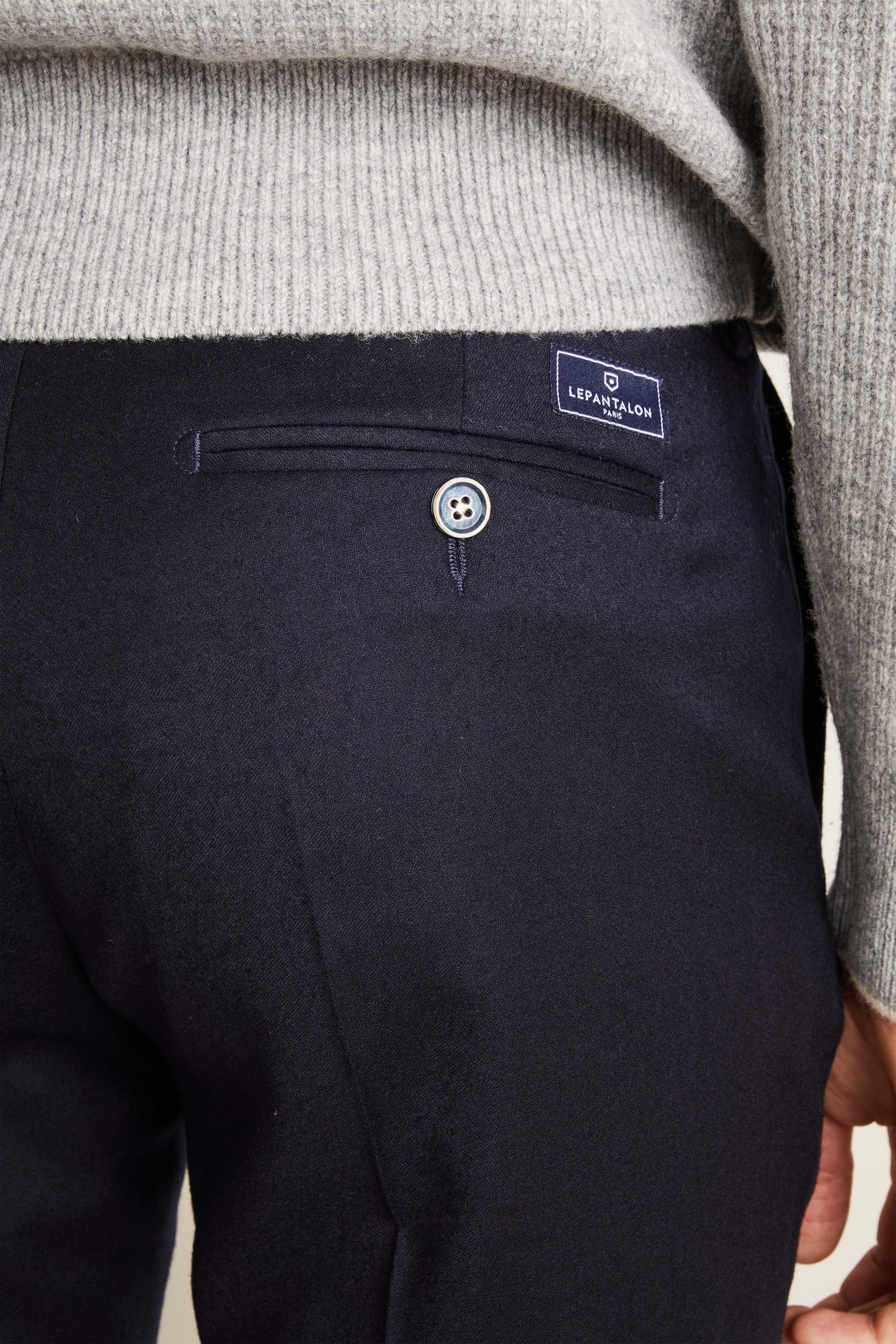 Pantalon flanelle stretch bleu marine