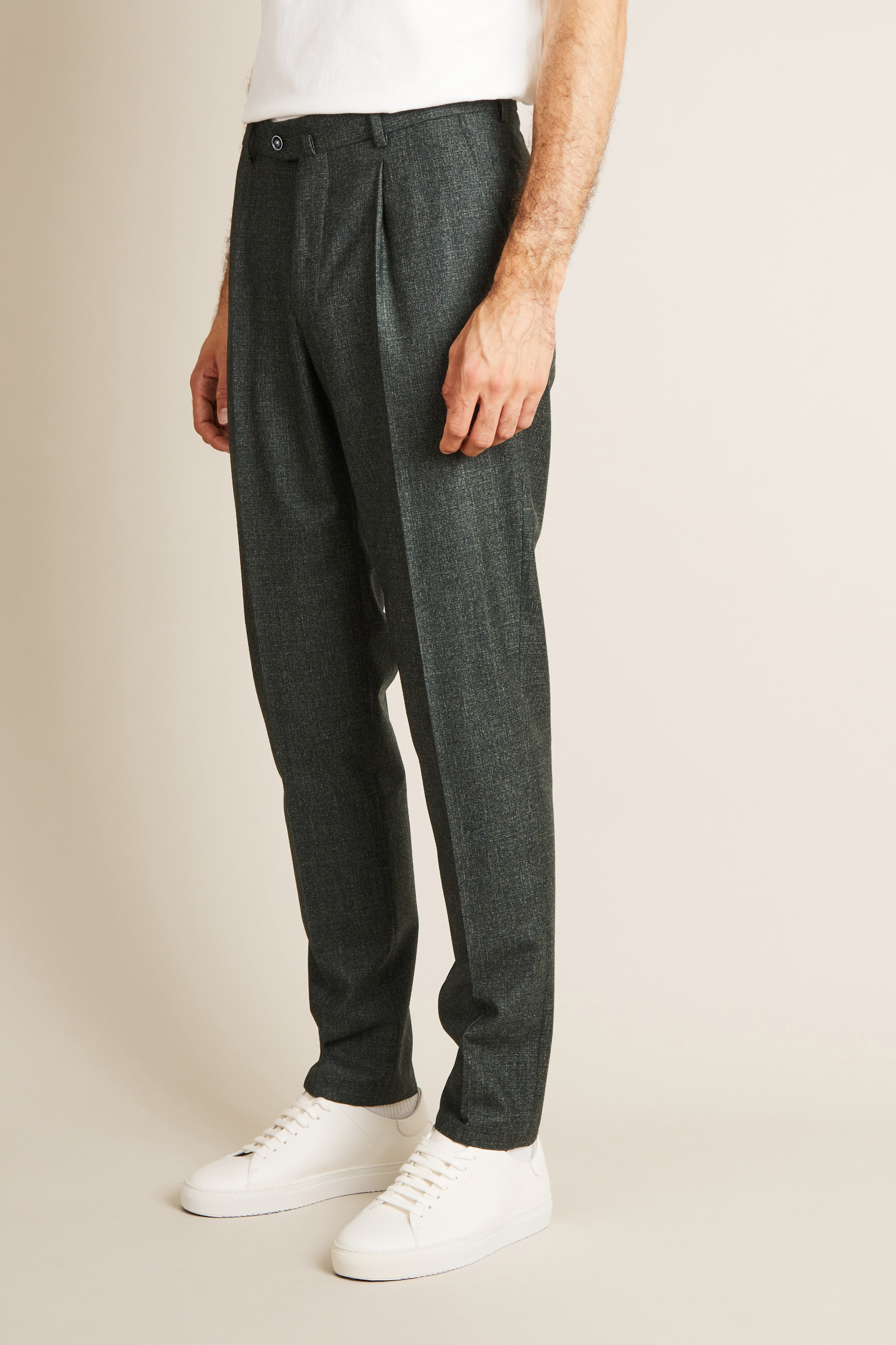 Pantalon à pinces flanelle vert