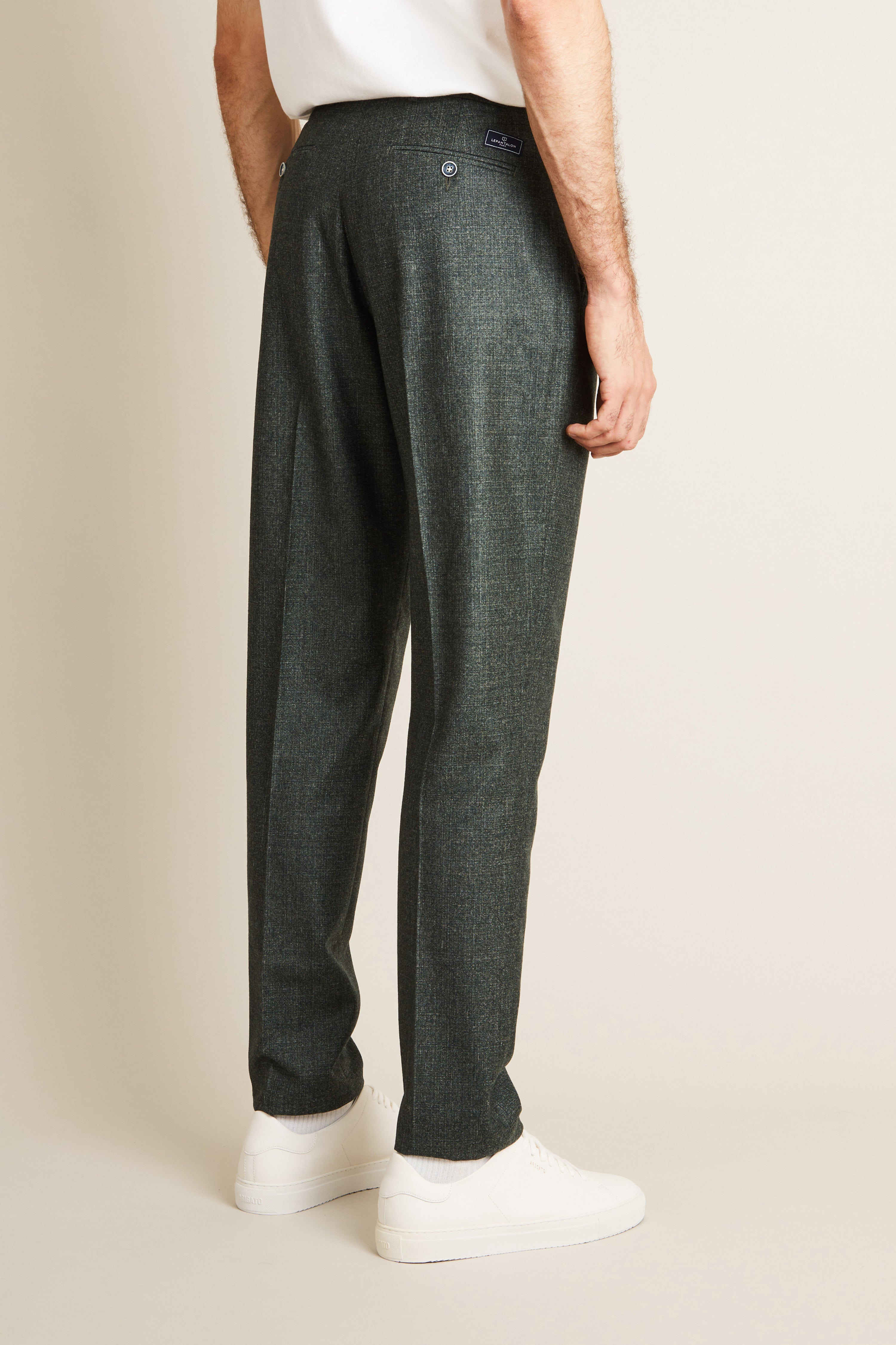 Pantalon à pinces flanelle vert