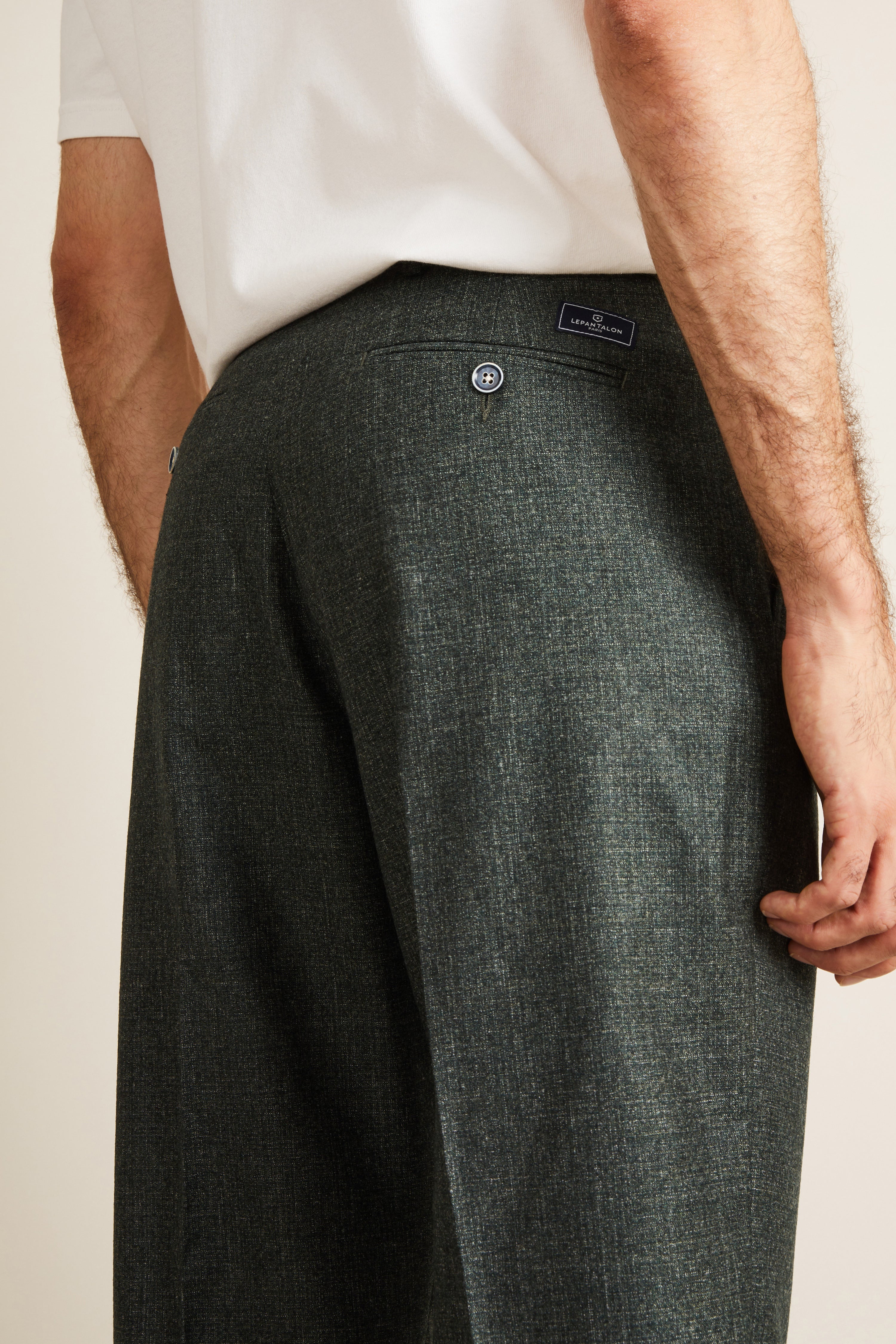 Pantalon à pinces flanelle vert