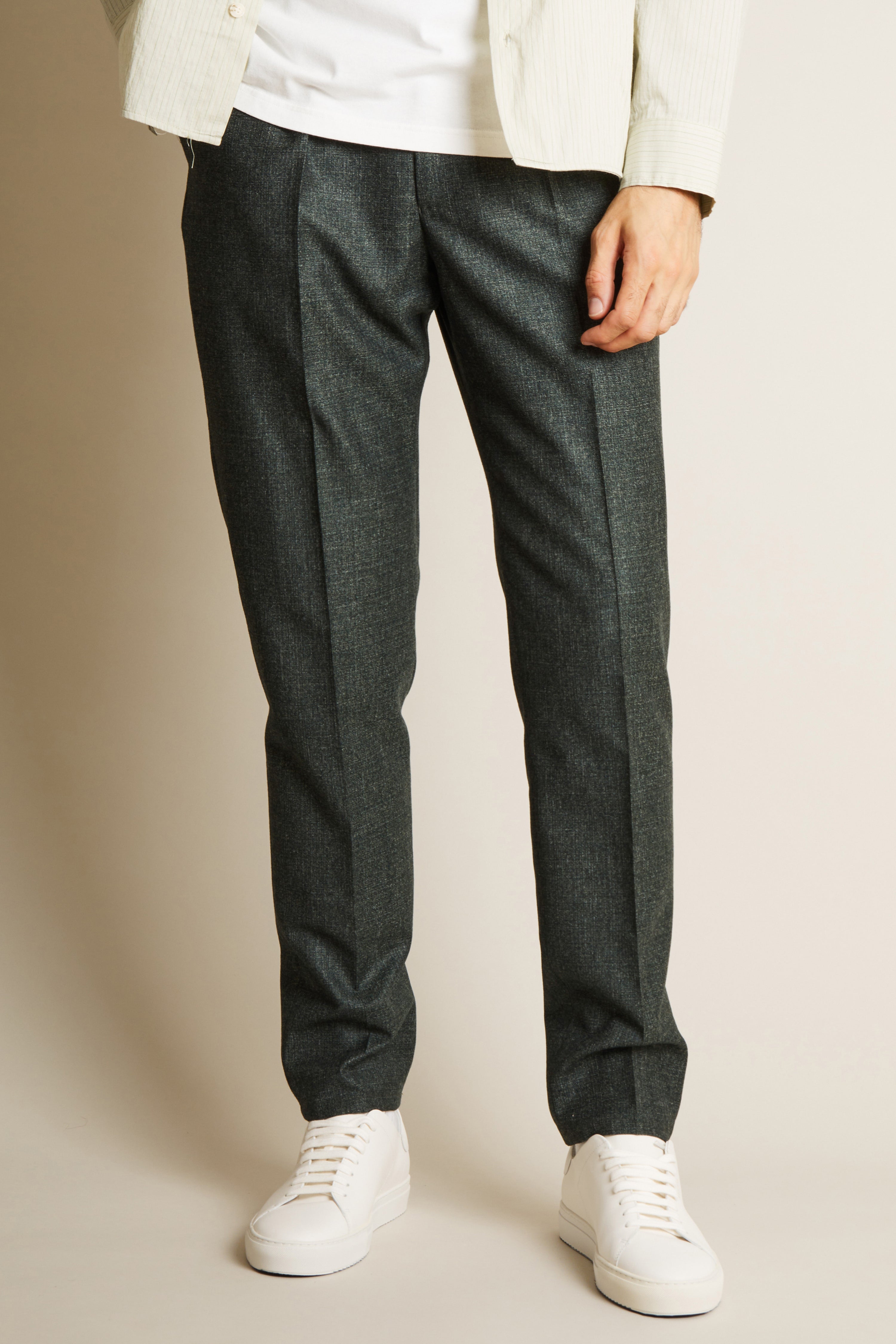 Pantalon à pinces flanelle vert