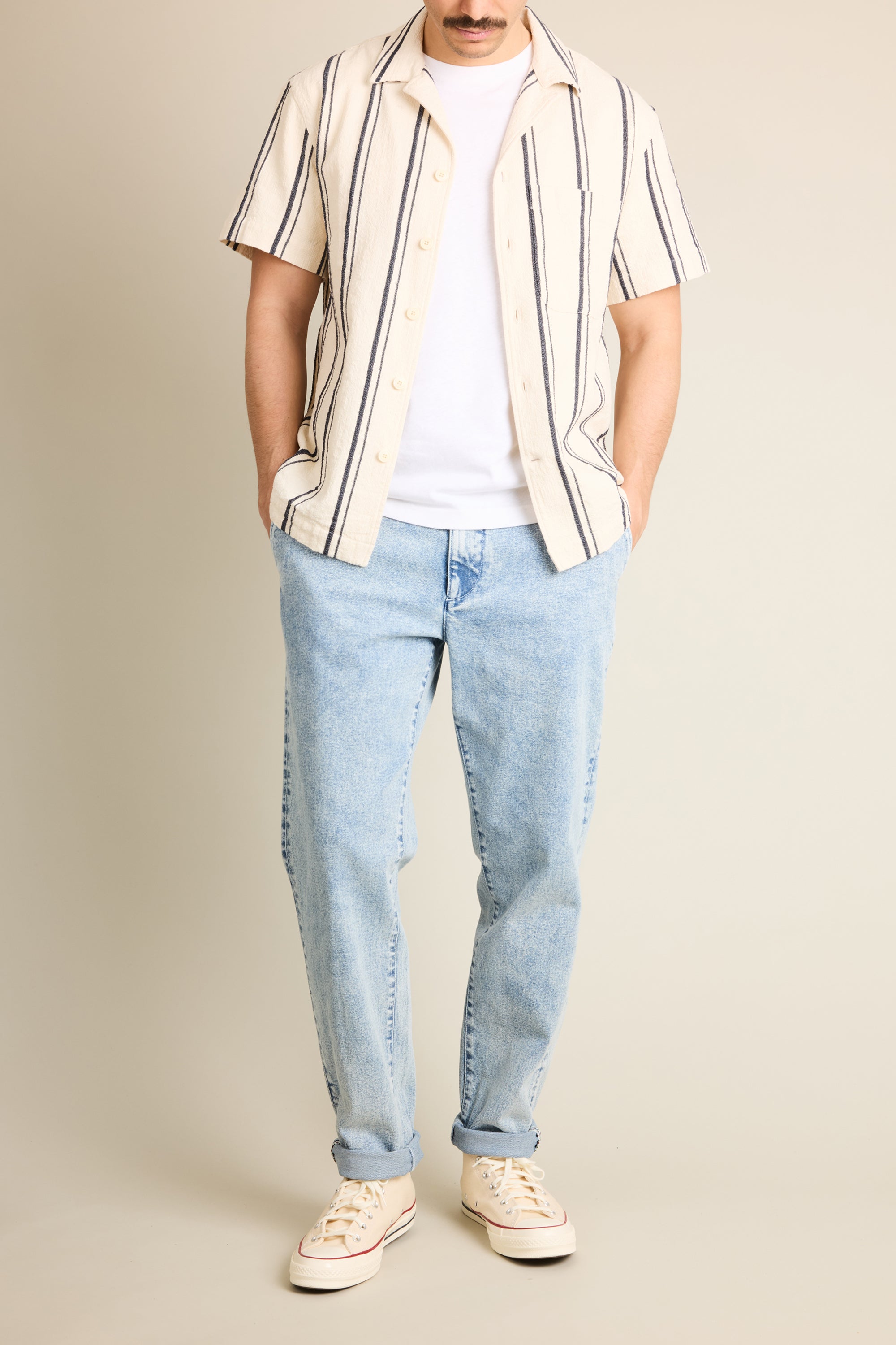 Chemise rayée écrue