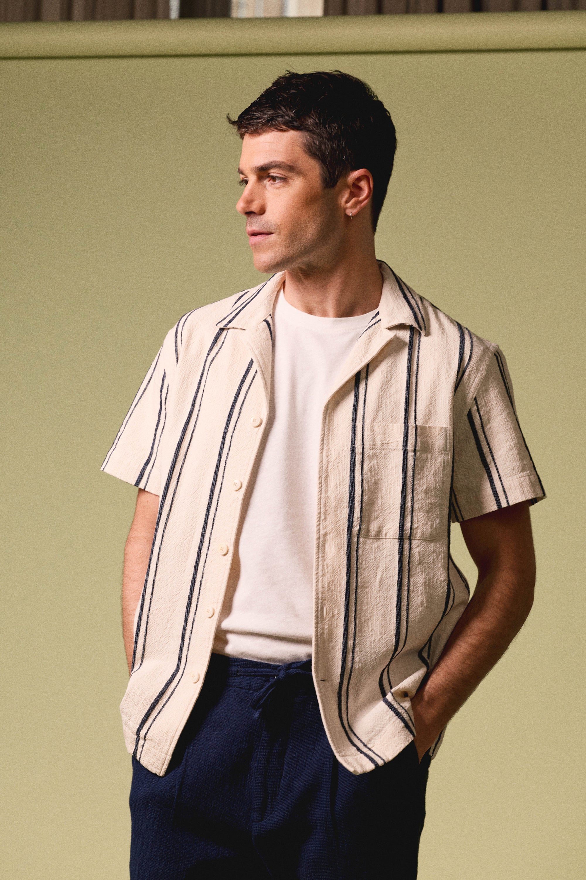 Chemise rayée écrue