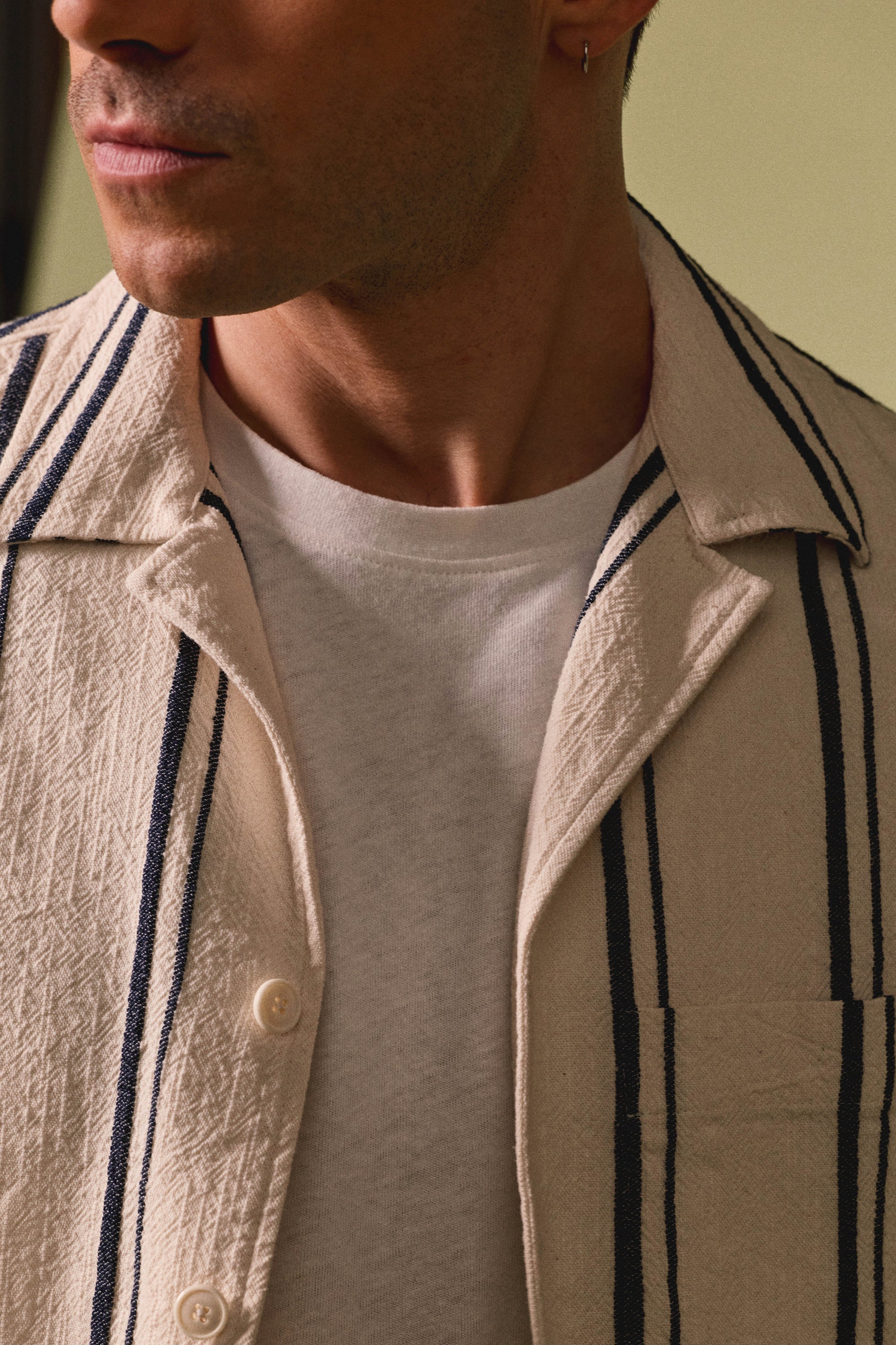 Chemise rayée écrue