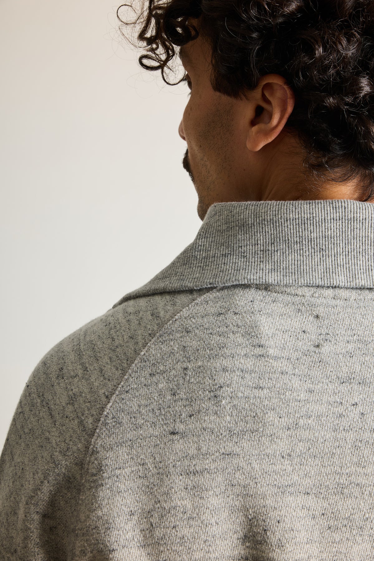 Sweat col camionneur gris chiné