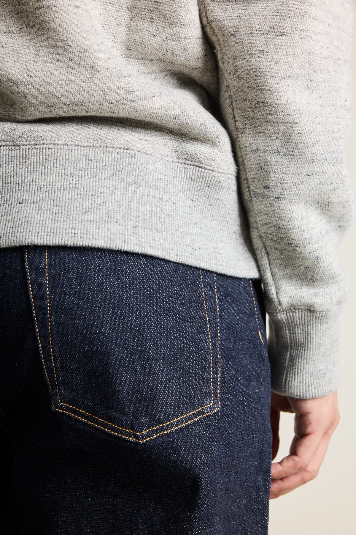 Sweat col camionneur gris chiné