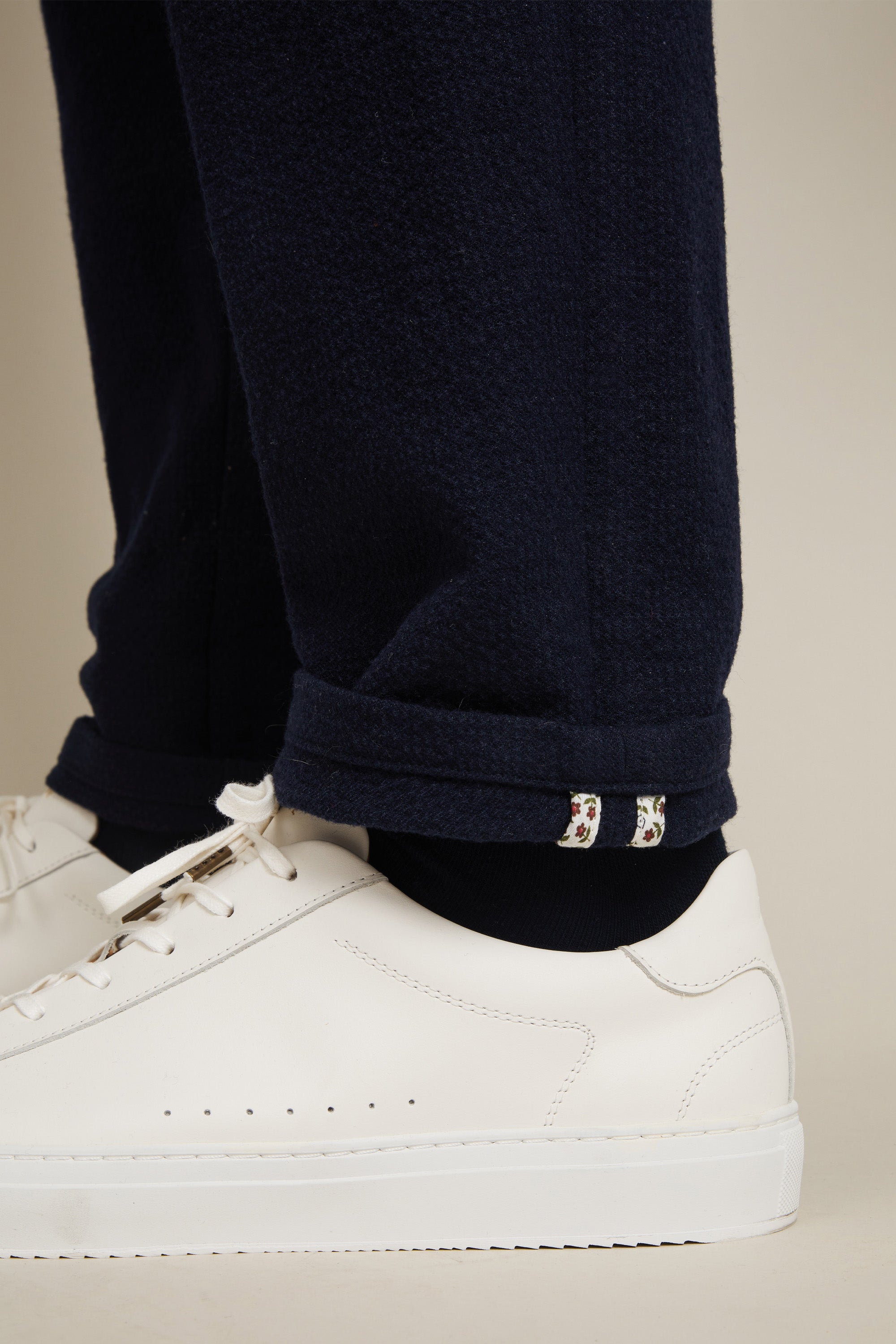 Jogpant seersucker laine bleu marine