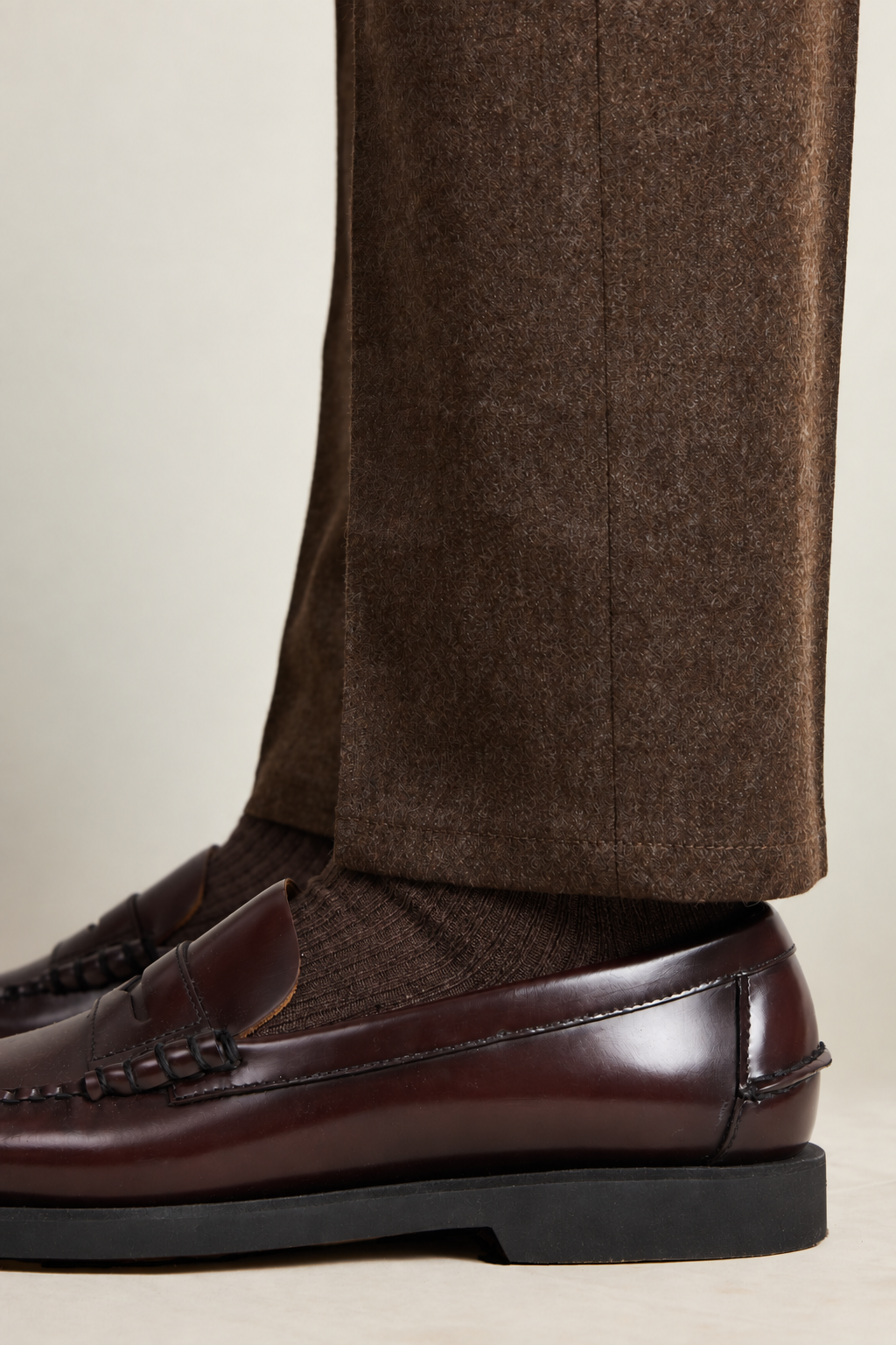 Pantalon flanelle stretch marron