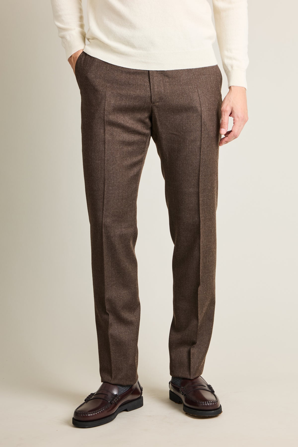 Brown stretch flannel pants