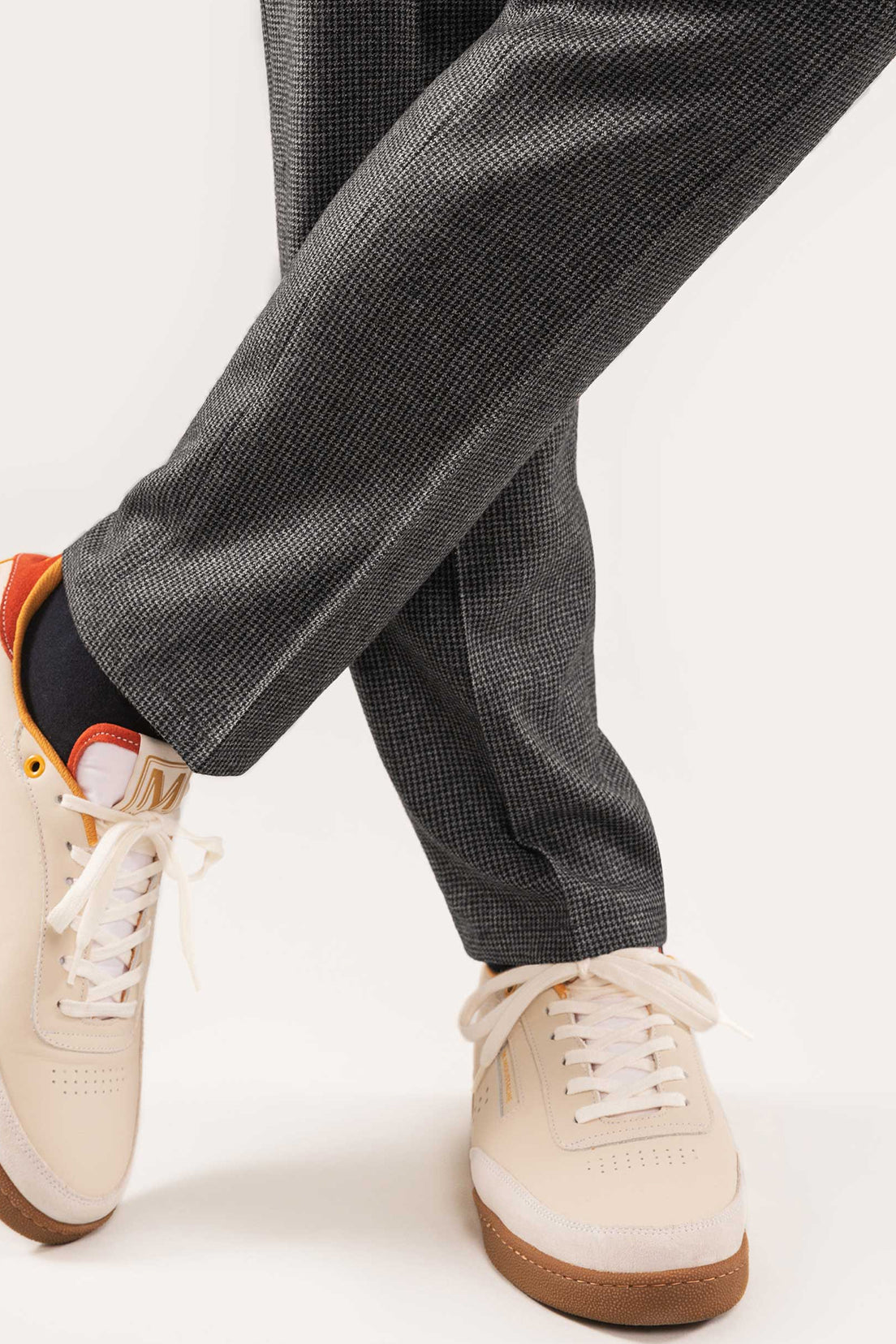 Pantalon Flanelle Pied-de-poule Gris v1