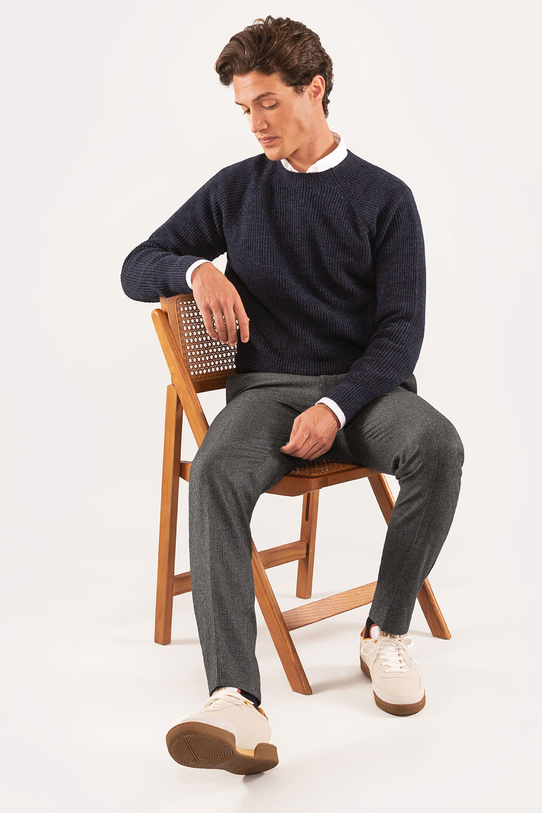 Pantalon Flanelle Pied-de-poule Gris v1