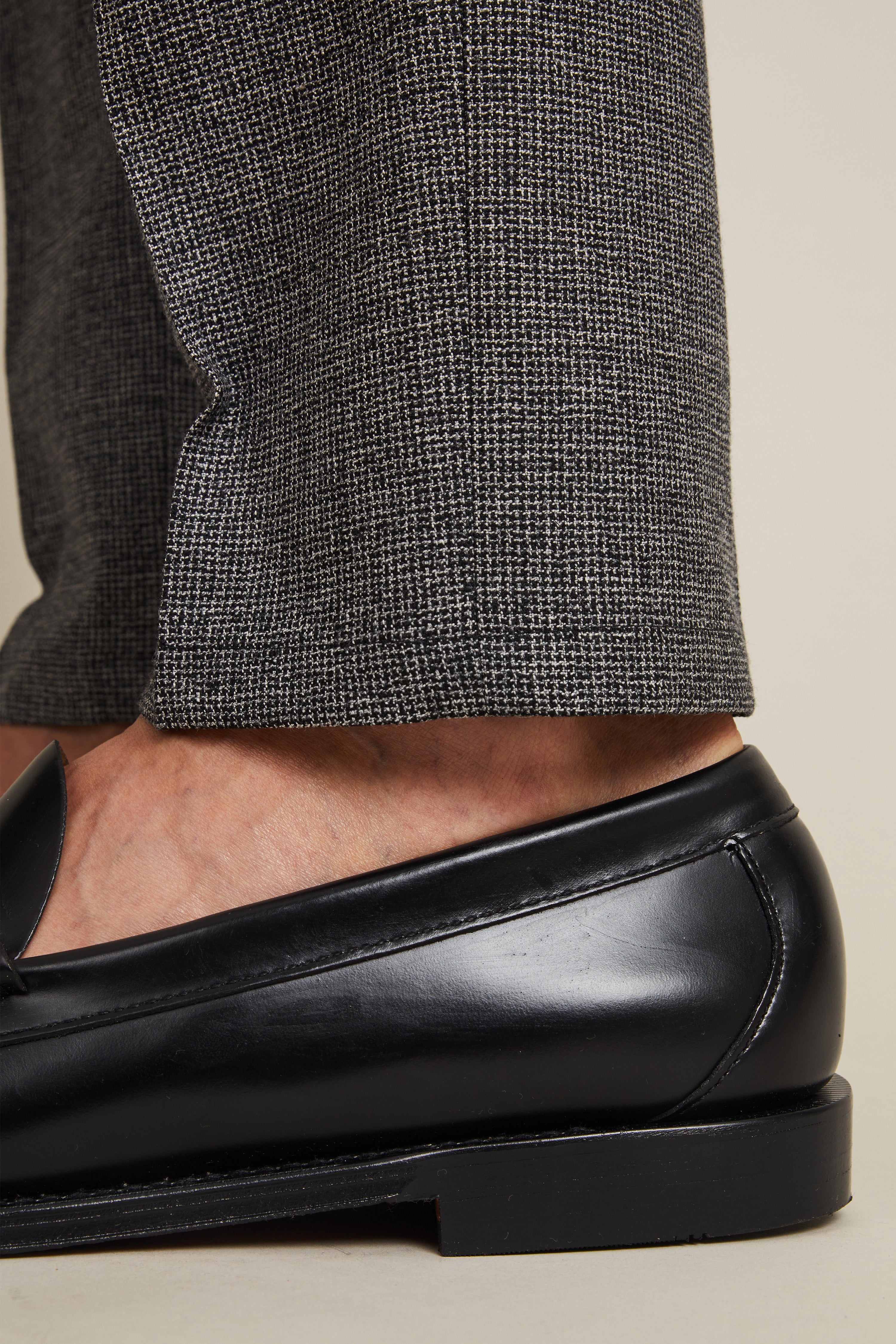 Grey Pleated Flannel Pants
