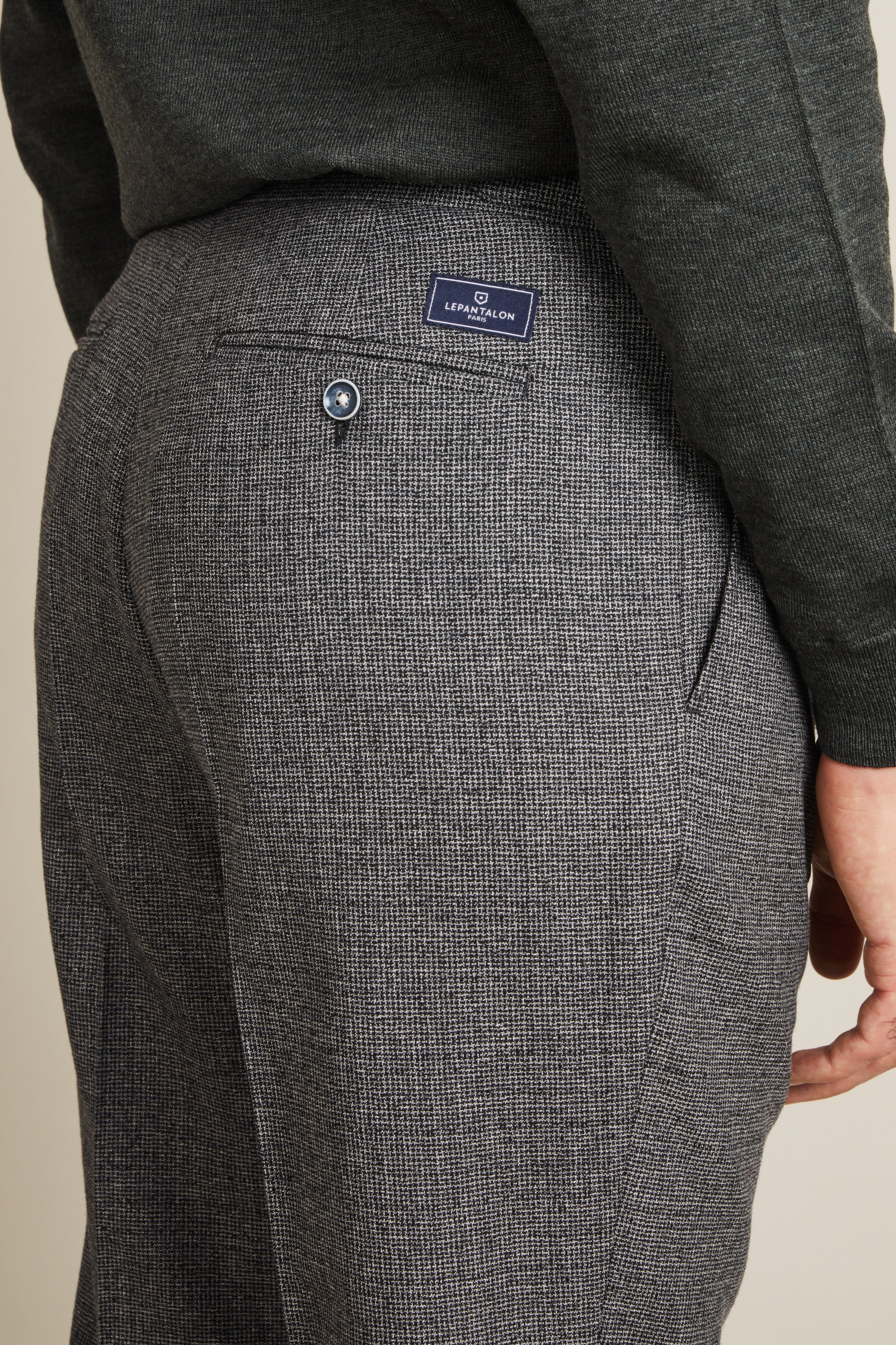Grey Pleated Flannel Pants
