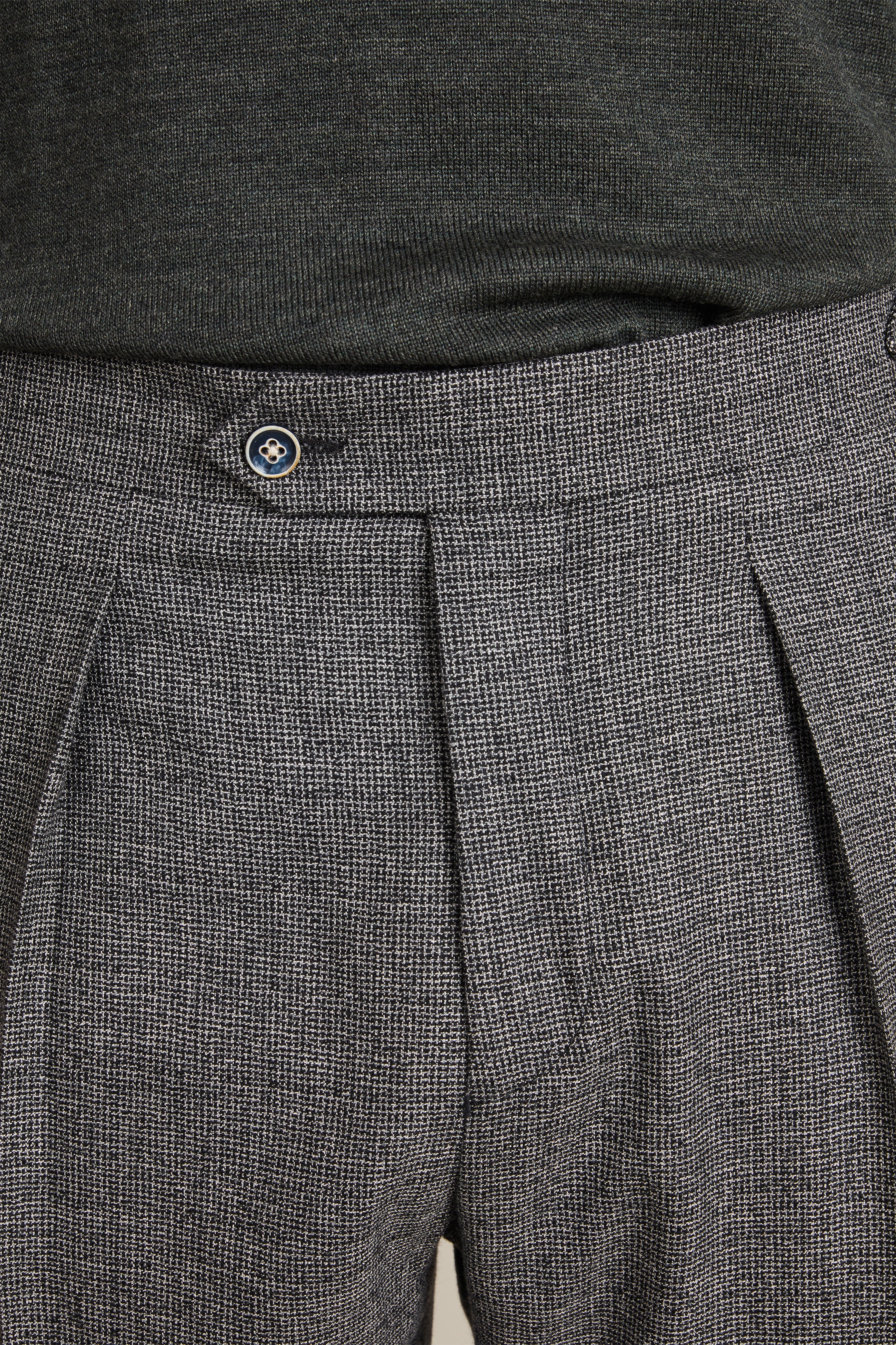 Grey Pleated Flannel Pants