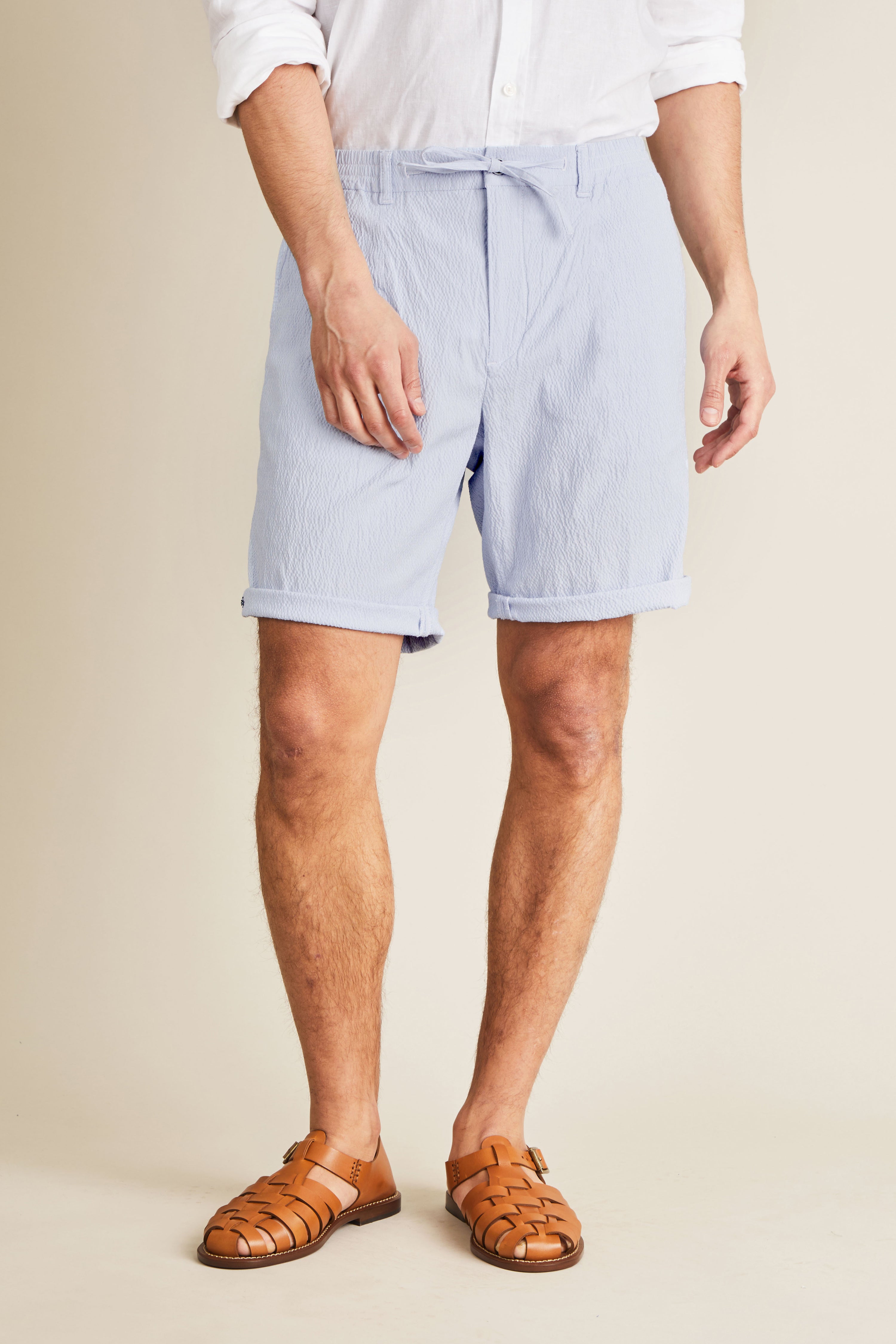 Seersucker Bermuda shorts in blue