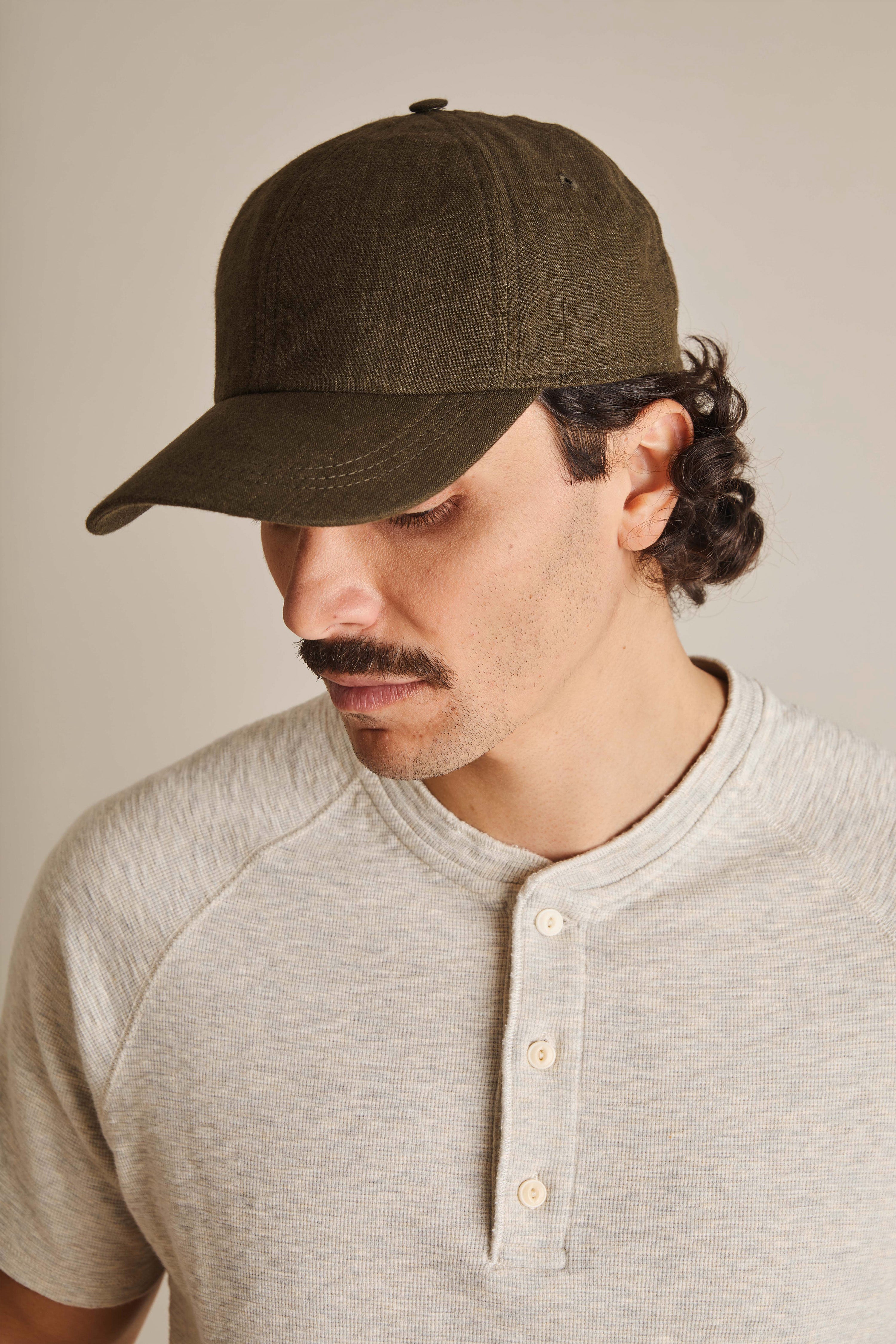 Casquette coton lin kaki