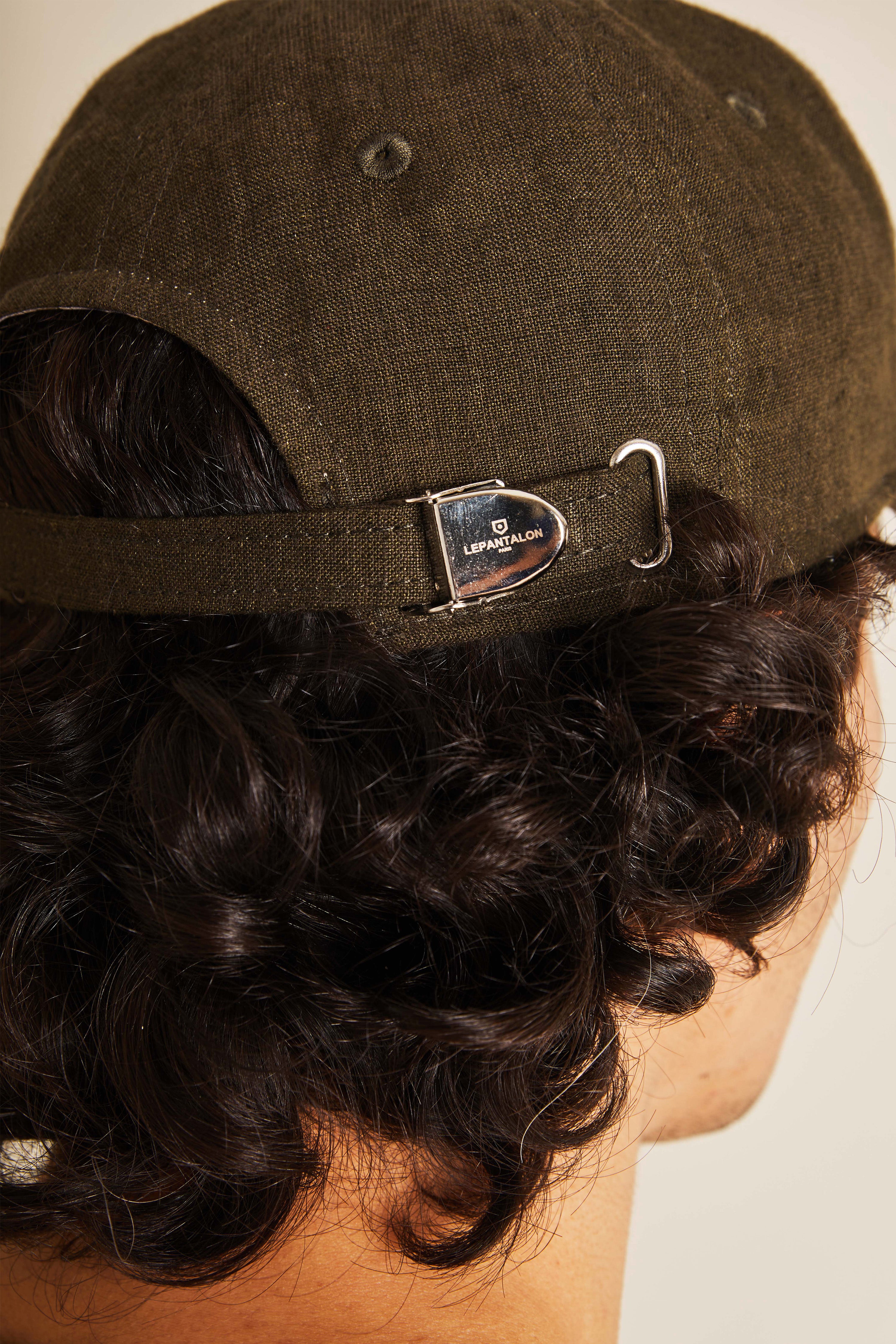 Casquette coton lin kaki