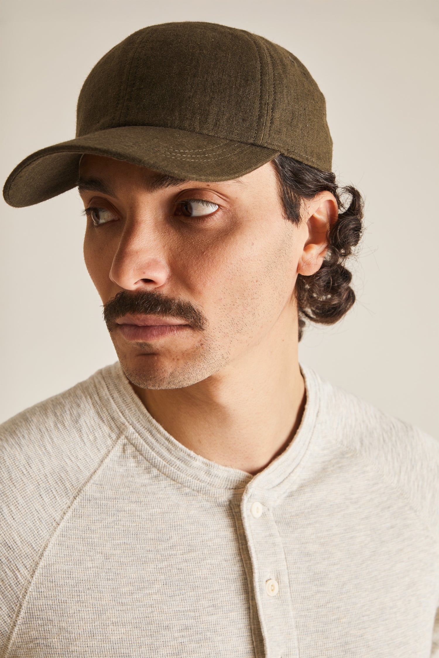 Khaki cotton linen cap