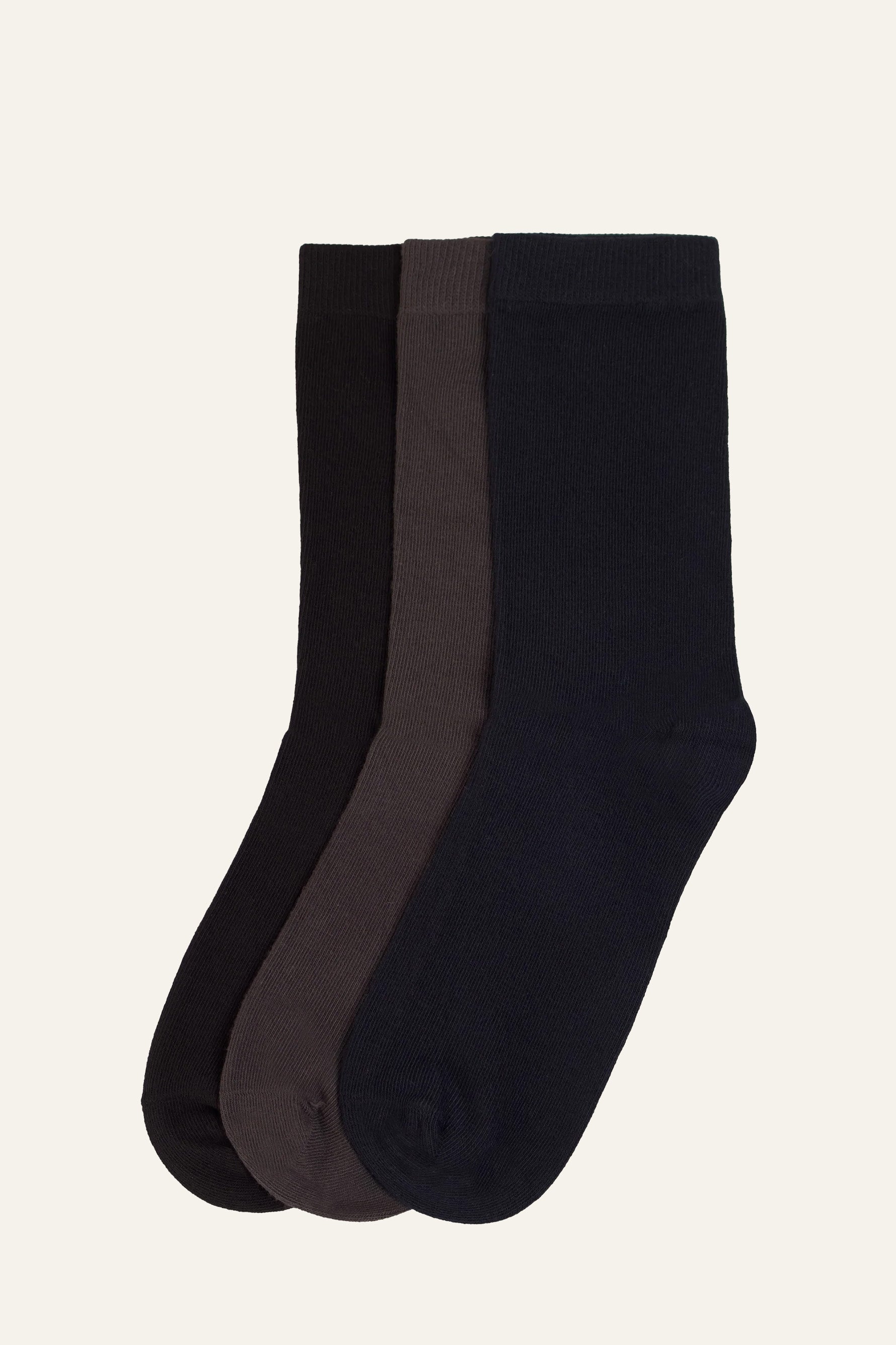 Pack 3 Chaussettes Femme Noir Gris Bleu
