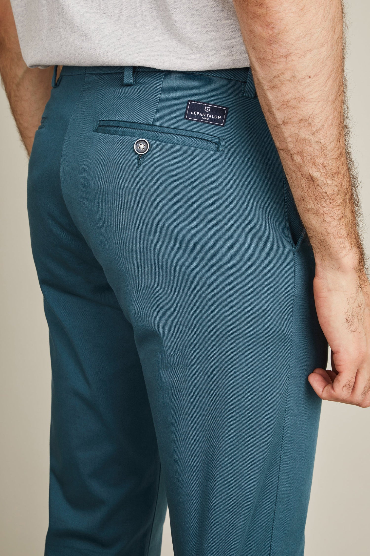 Peacock blue chinos