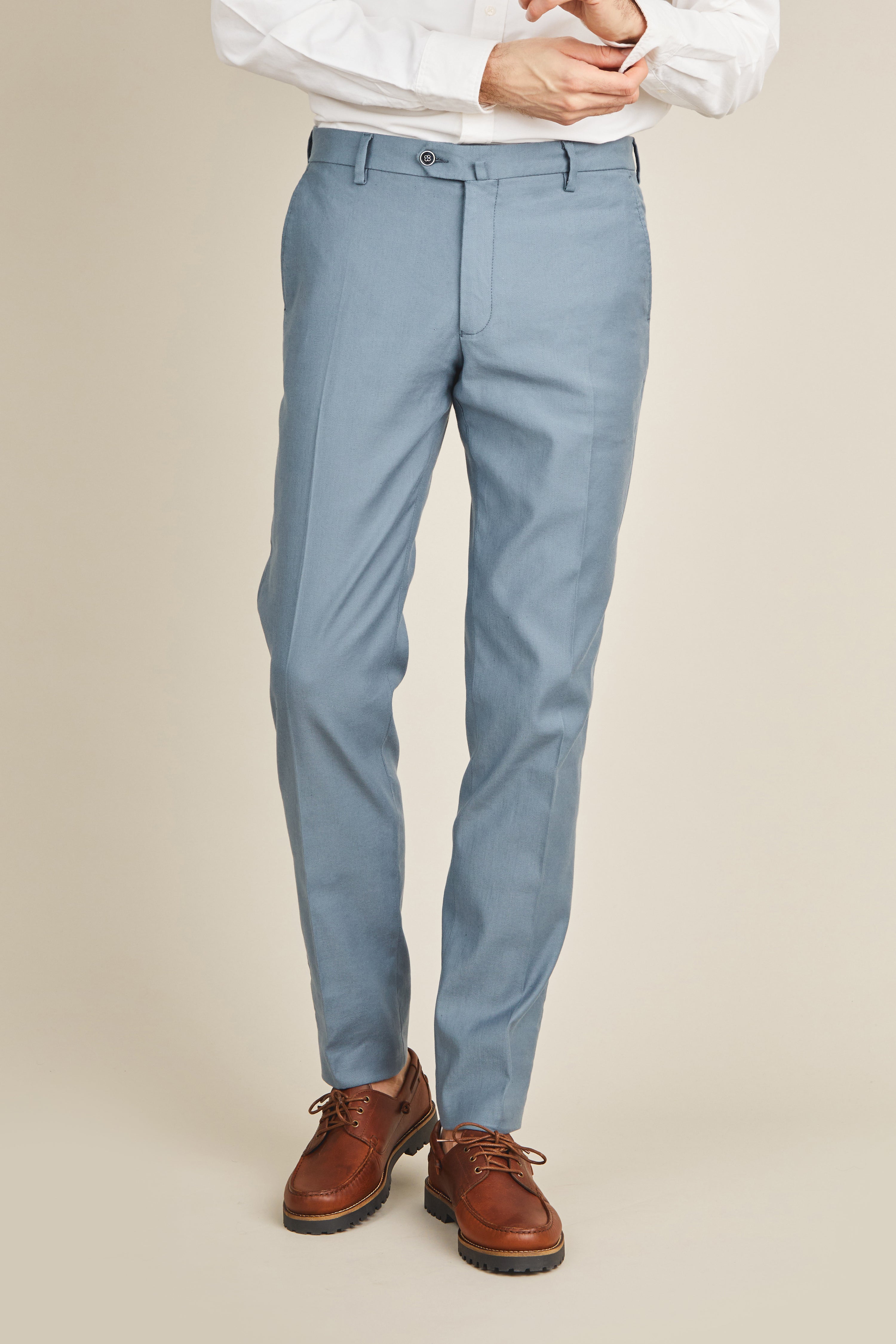 Chino coton-lin bleu jasmin