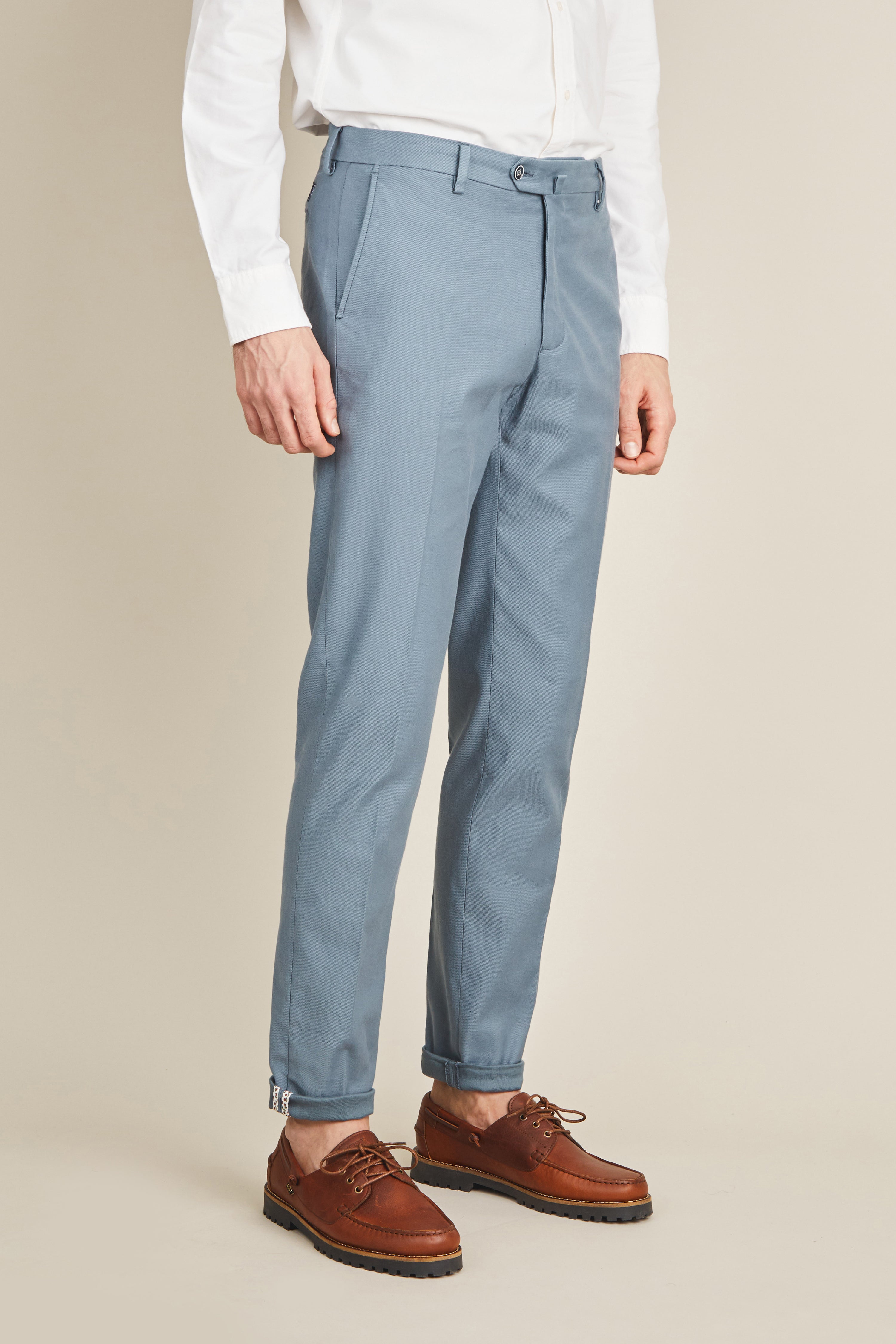 Chino coton-lin bleu jasmin