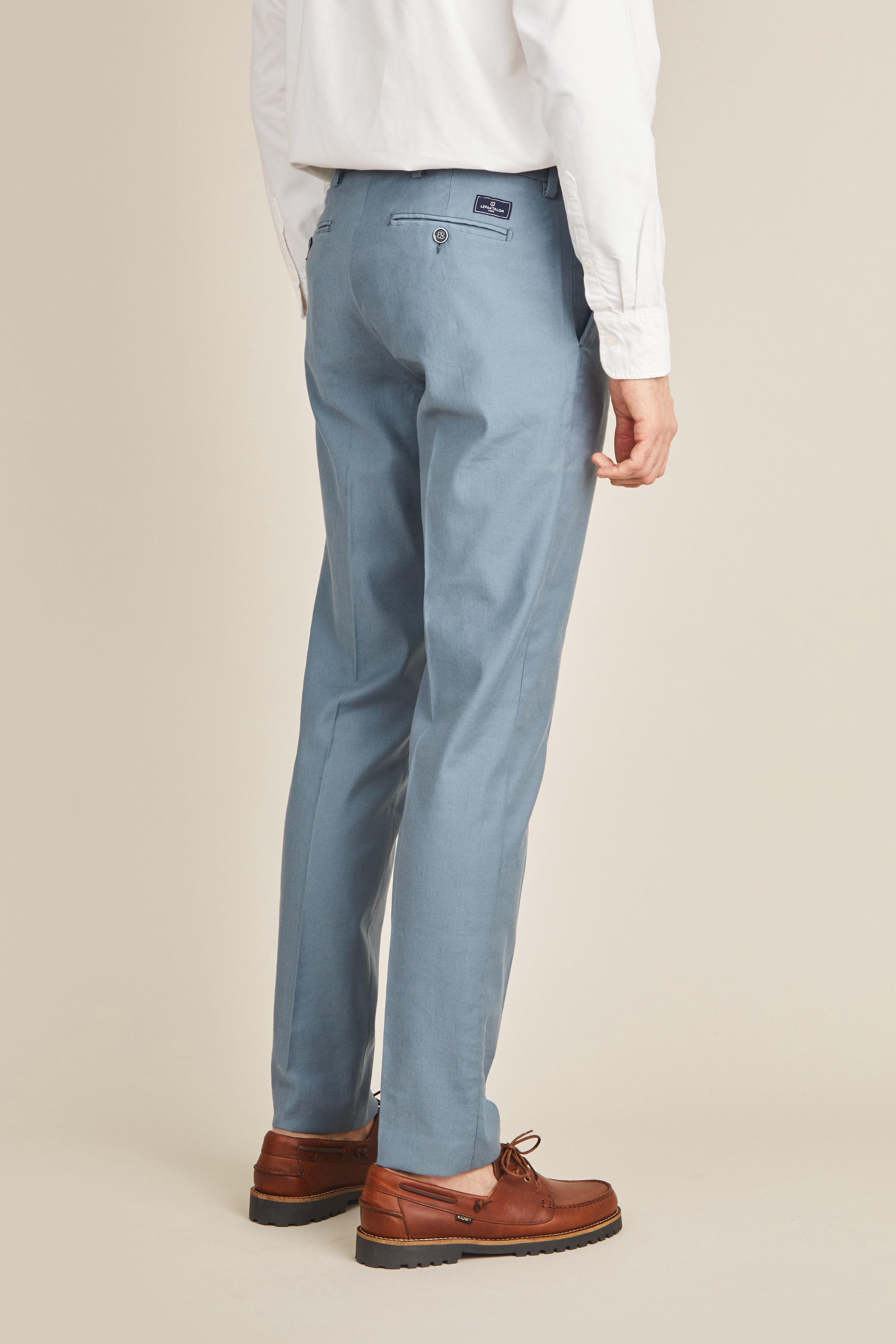 Chino coton-lin bleu jasmin