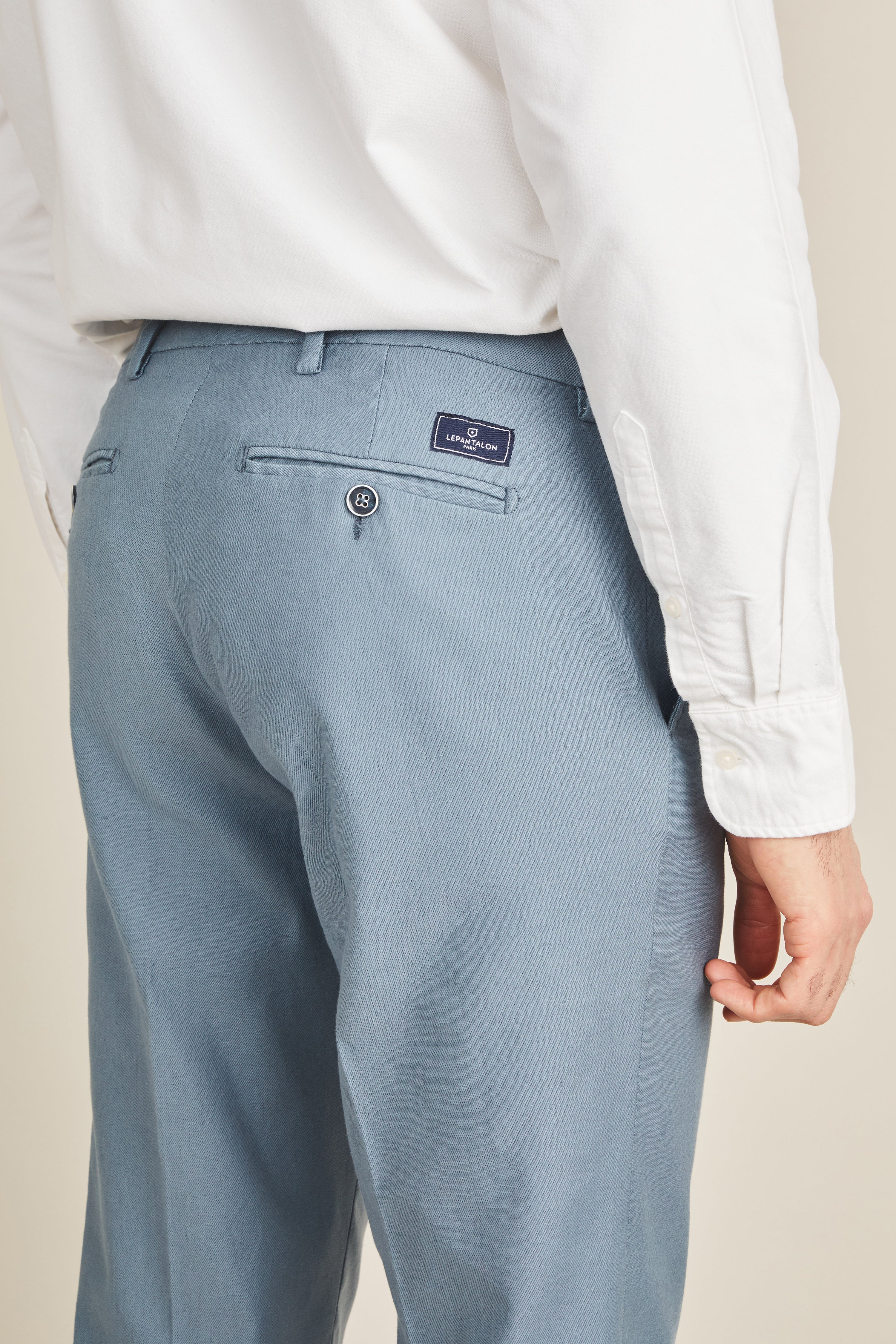 Chino coton-lin bleu jasmin