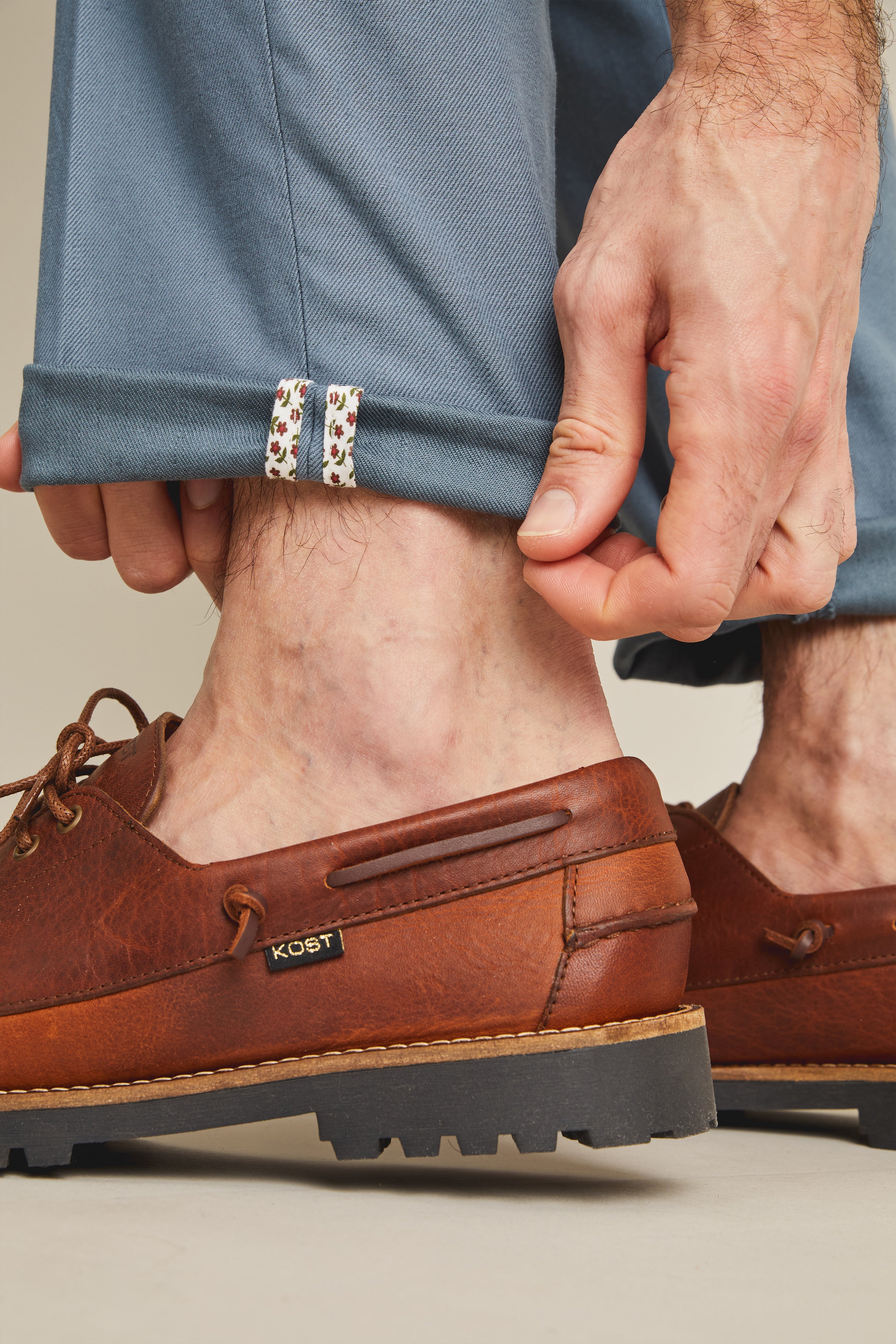 Chino coton-lin bleu jasmin