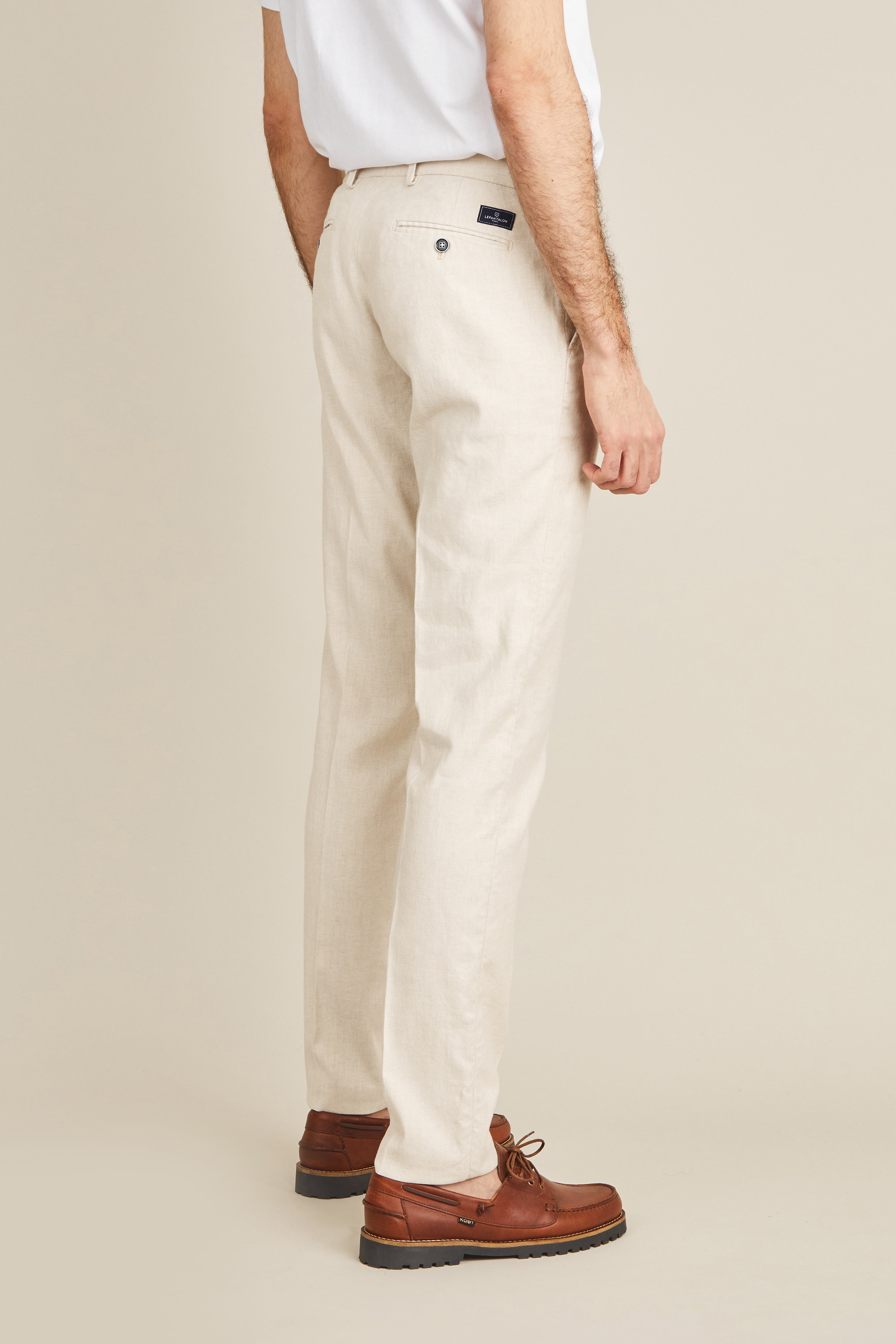 Off-white cotton-linen chinos