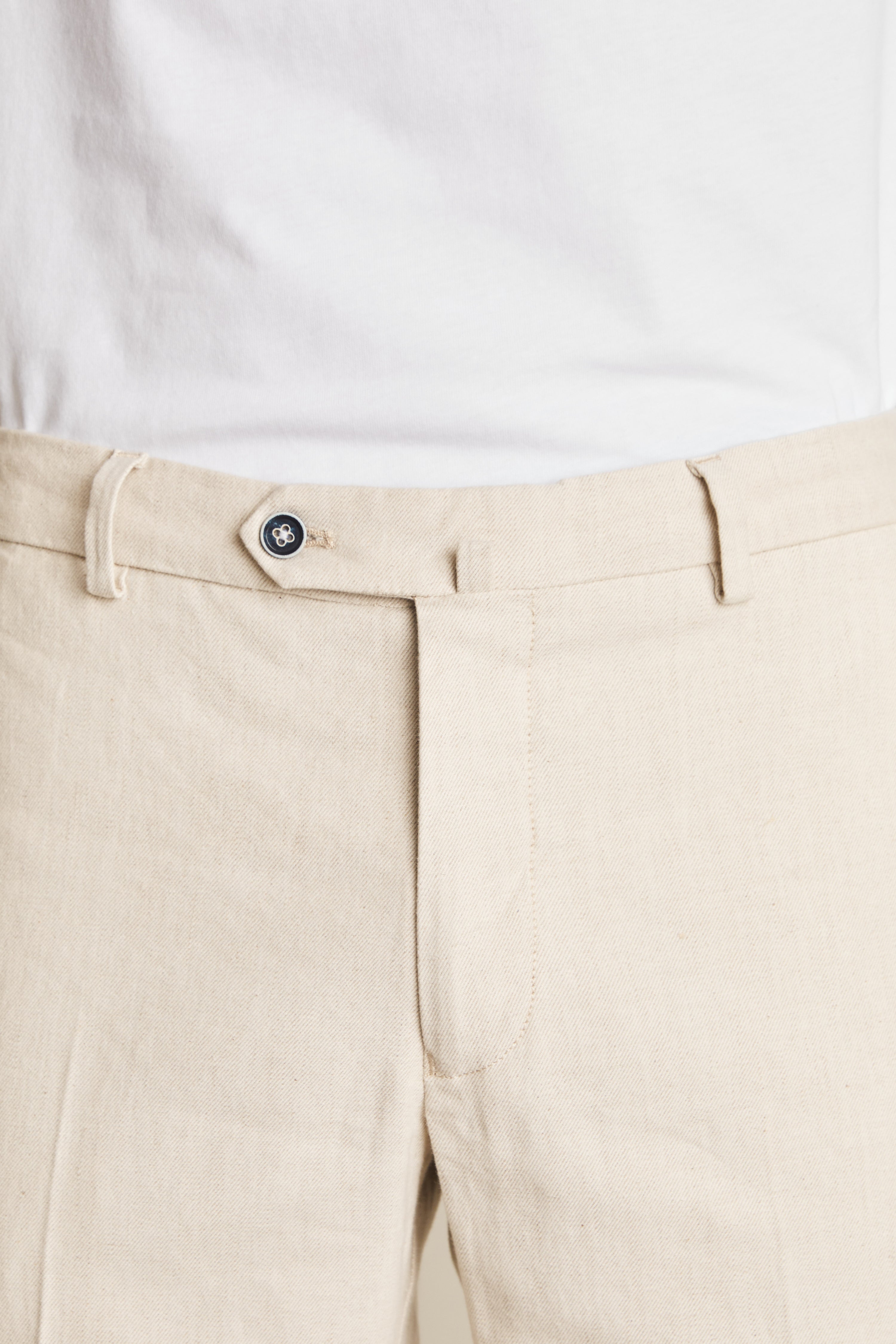 Off-white cotton-linen chinos