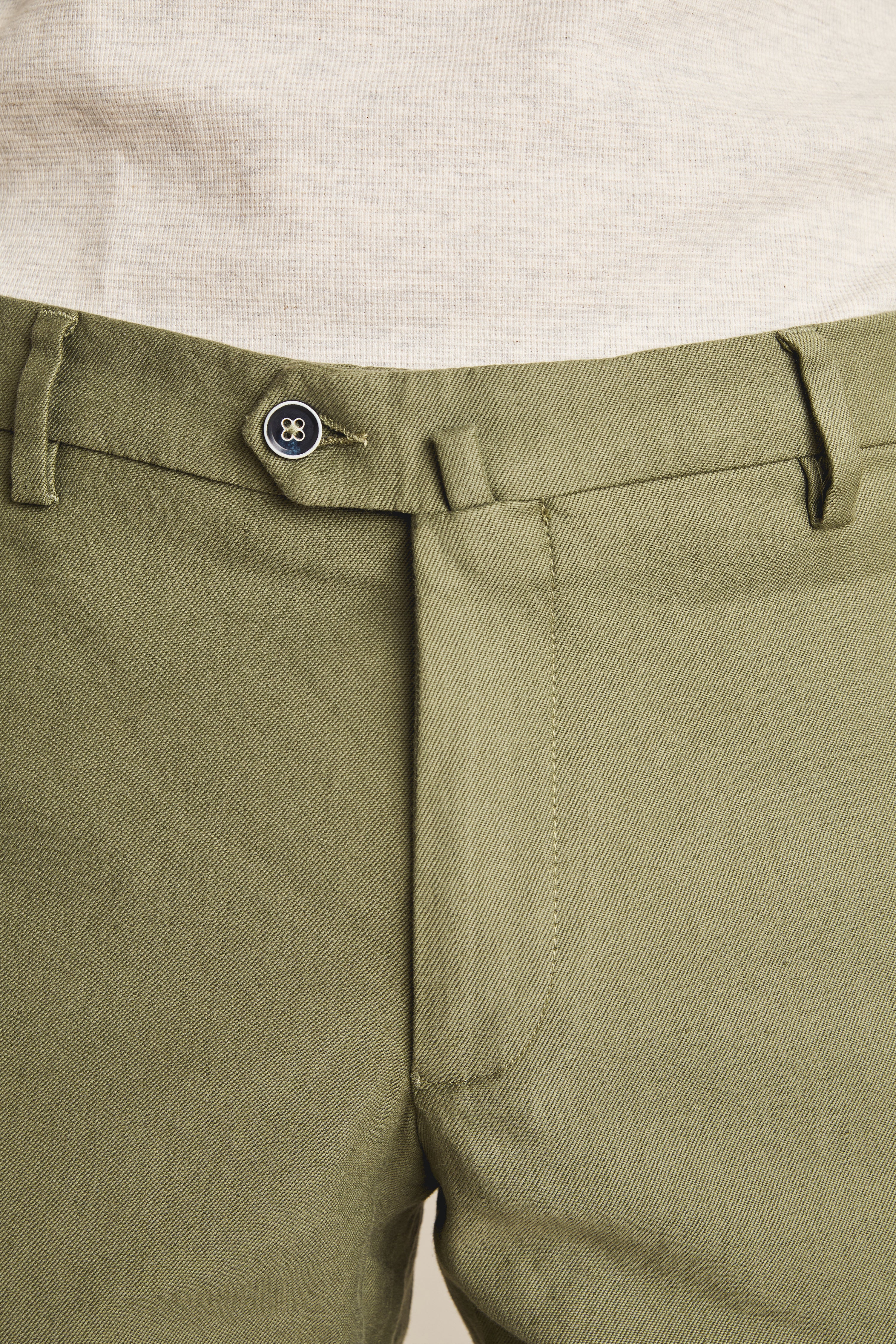 Khaki cotton-linen chinos