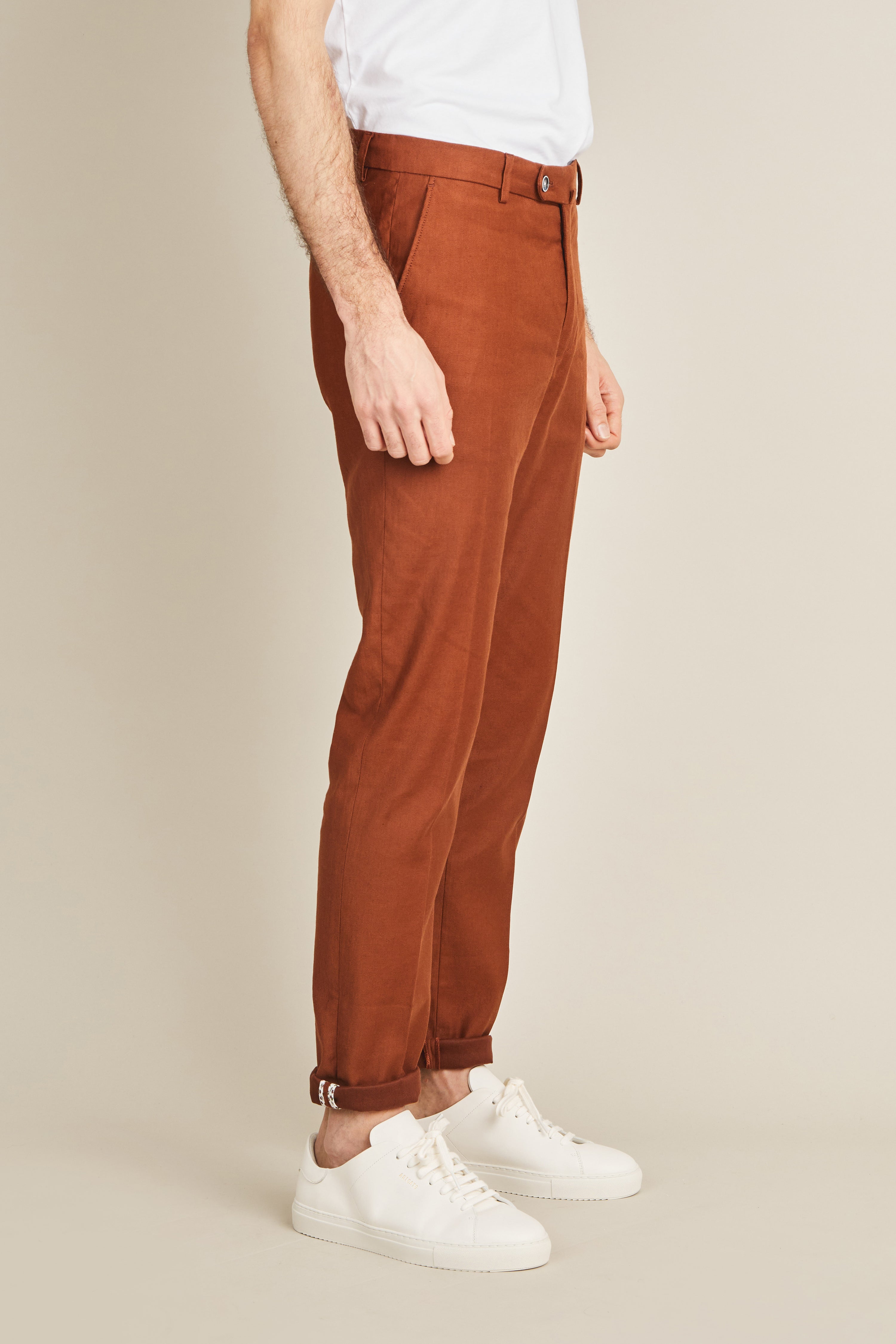 Chino coton-lin terracotta