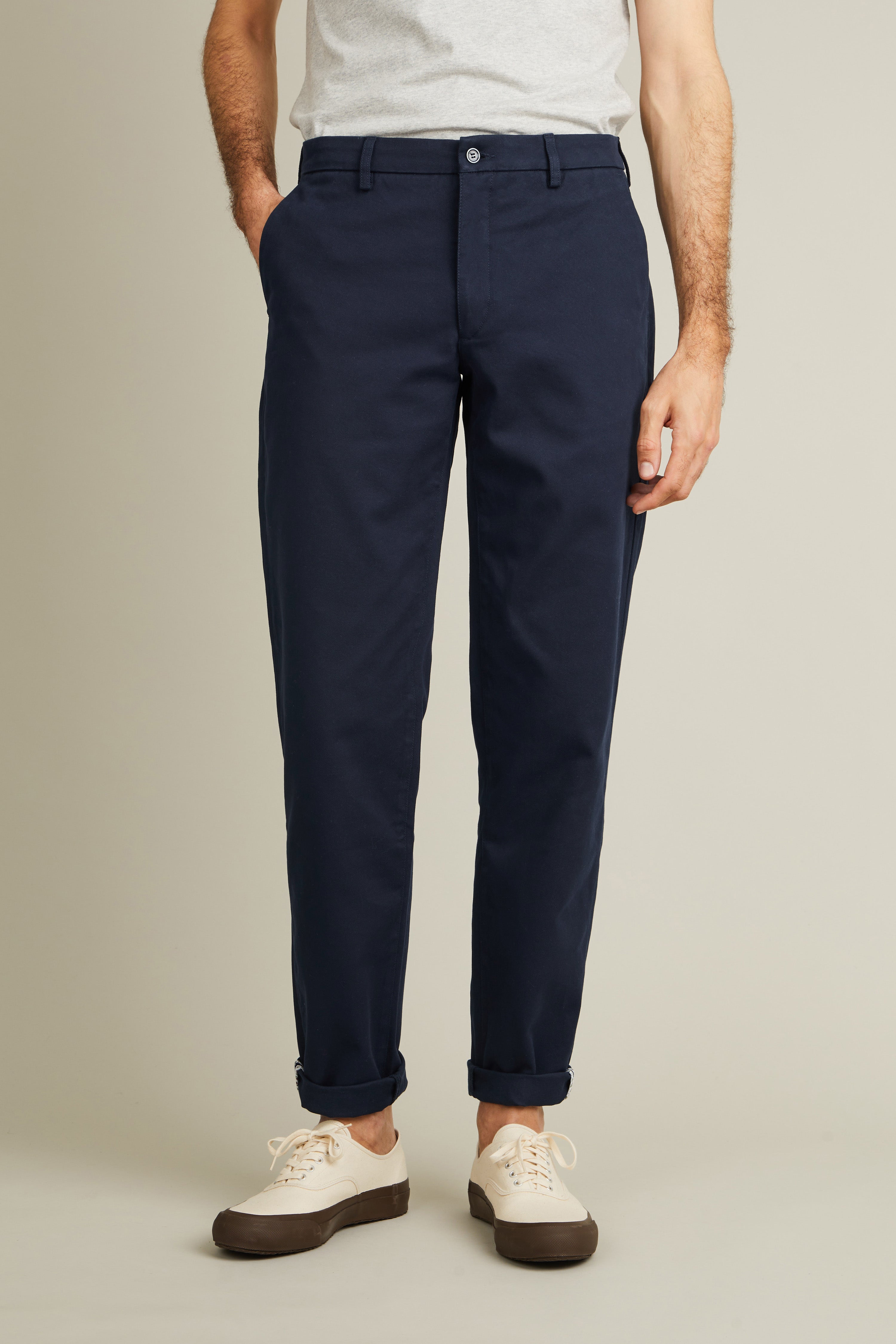 Chino droit bleu marine
